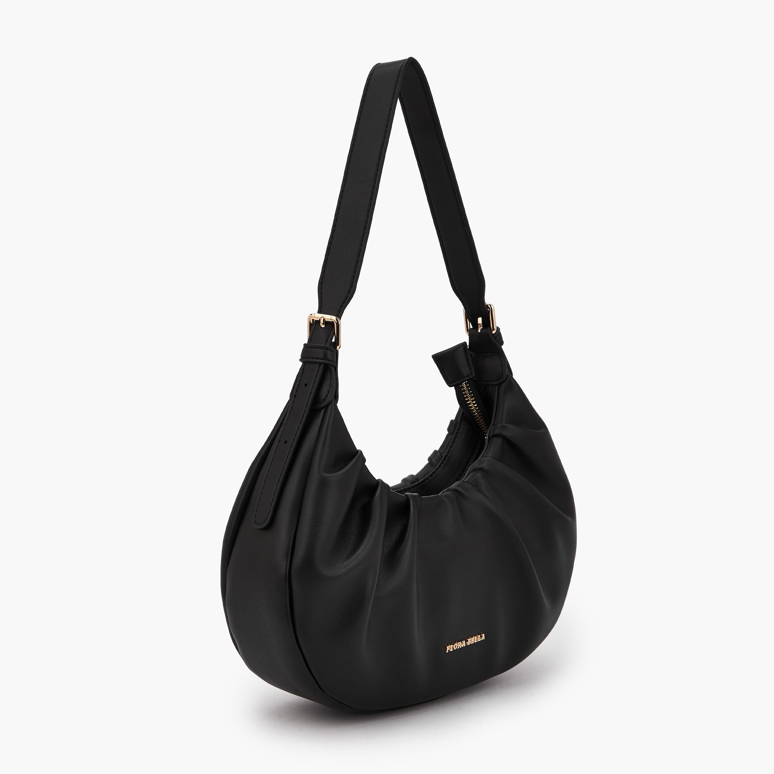 Flora Bella Ruched Shoulder Bag with Zip Closure-women-bagsandwallets-handbags-image-3