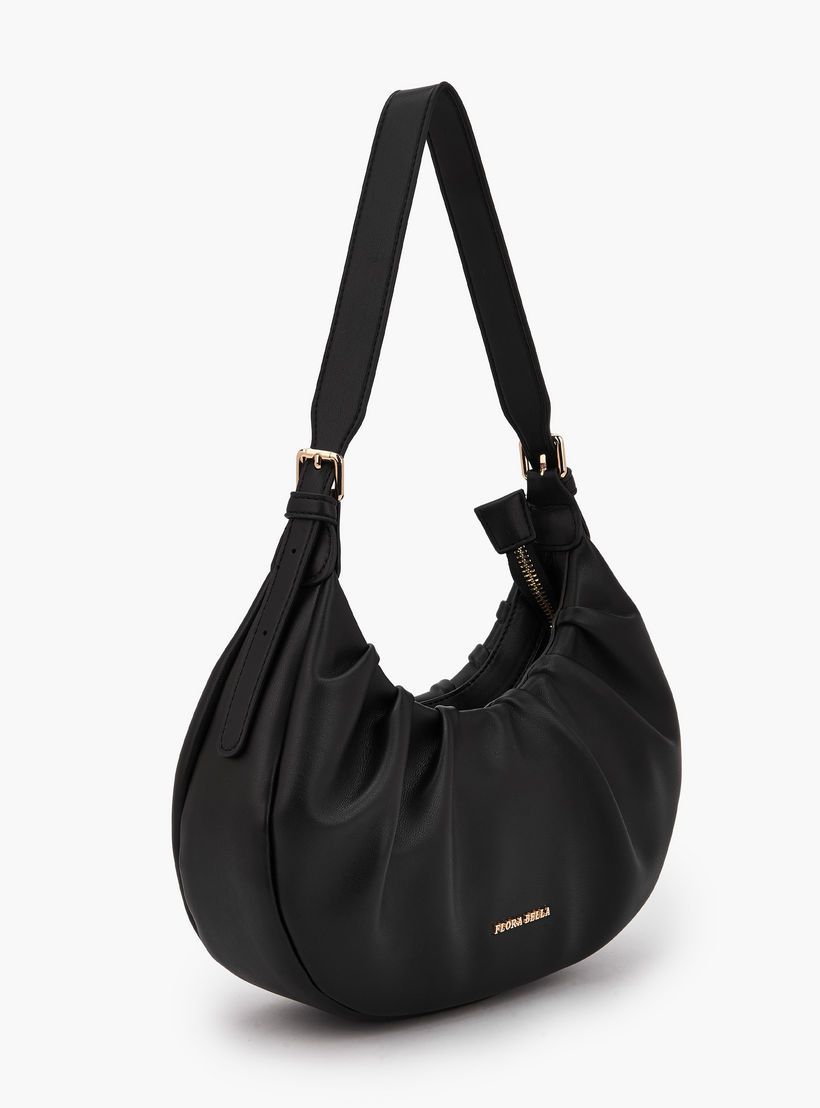 Flora Bella Ruched Shoulder Bag with Zip Closure-women-bagsandwallets-handbags-image-3