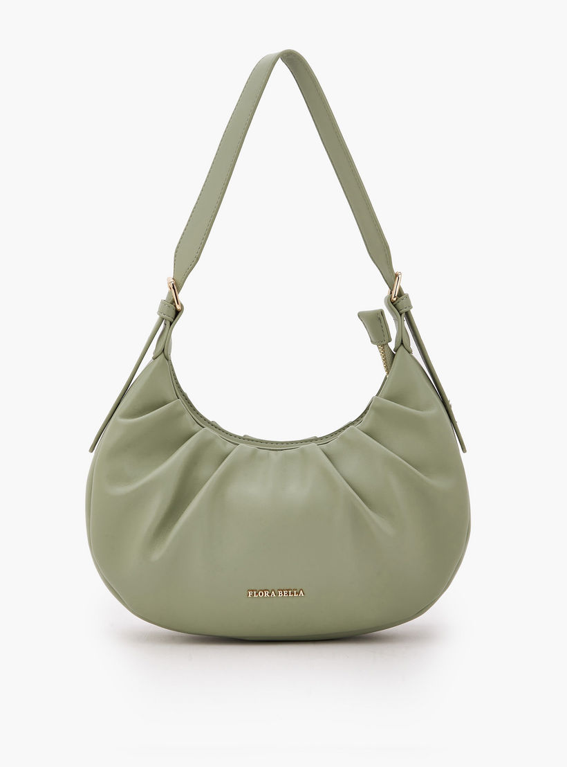 Flora Bella Ruched Shoulder Bag with Zip Closure-women-bagsandwallets-handbags-image-1