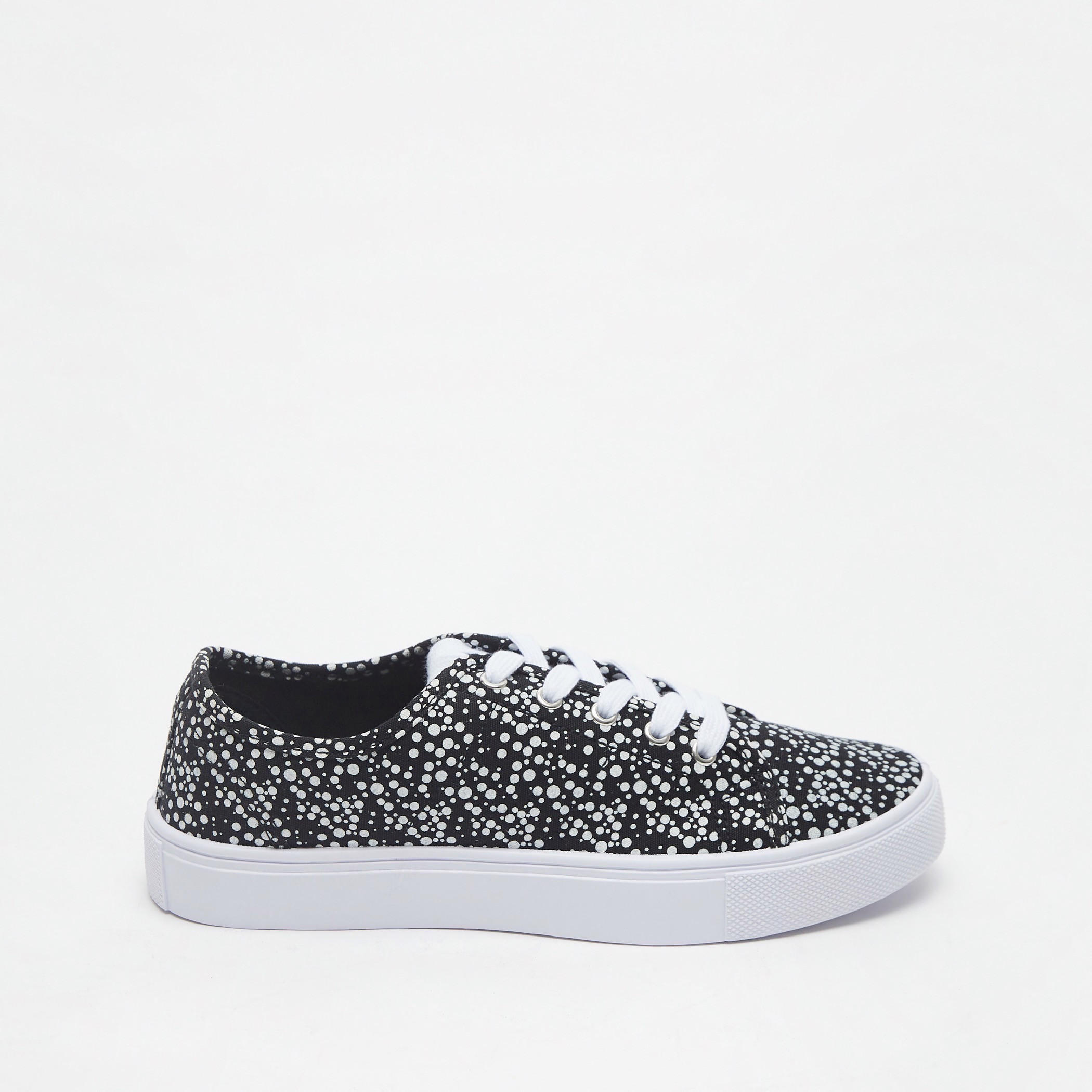 Missy Polka Dot Print Canvas Shoes with Lace-Up Closure-women-shoes-sneakers-image-1