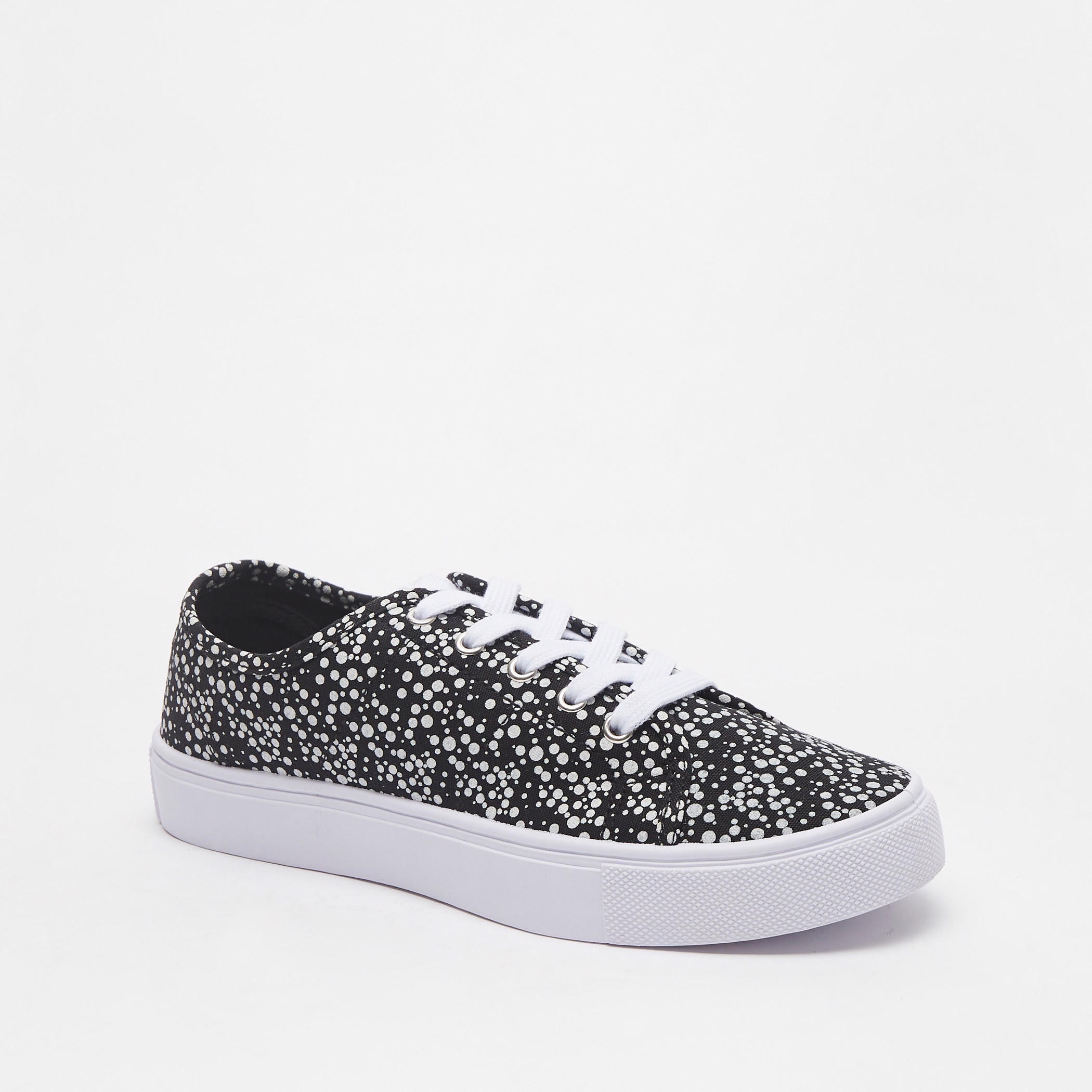 Missy Polka Dot Print Canvas Shoes with Lace-Up Closure-women-shoes-sneakers-image-2