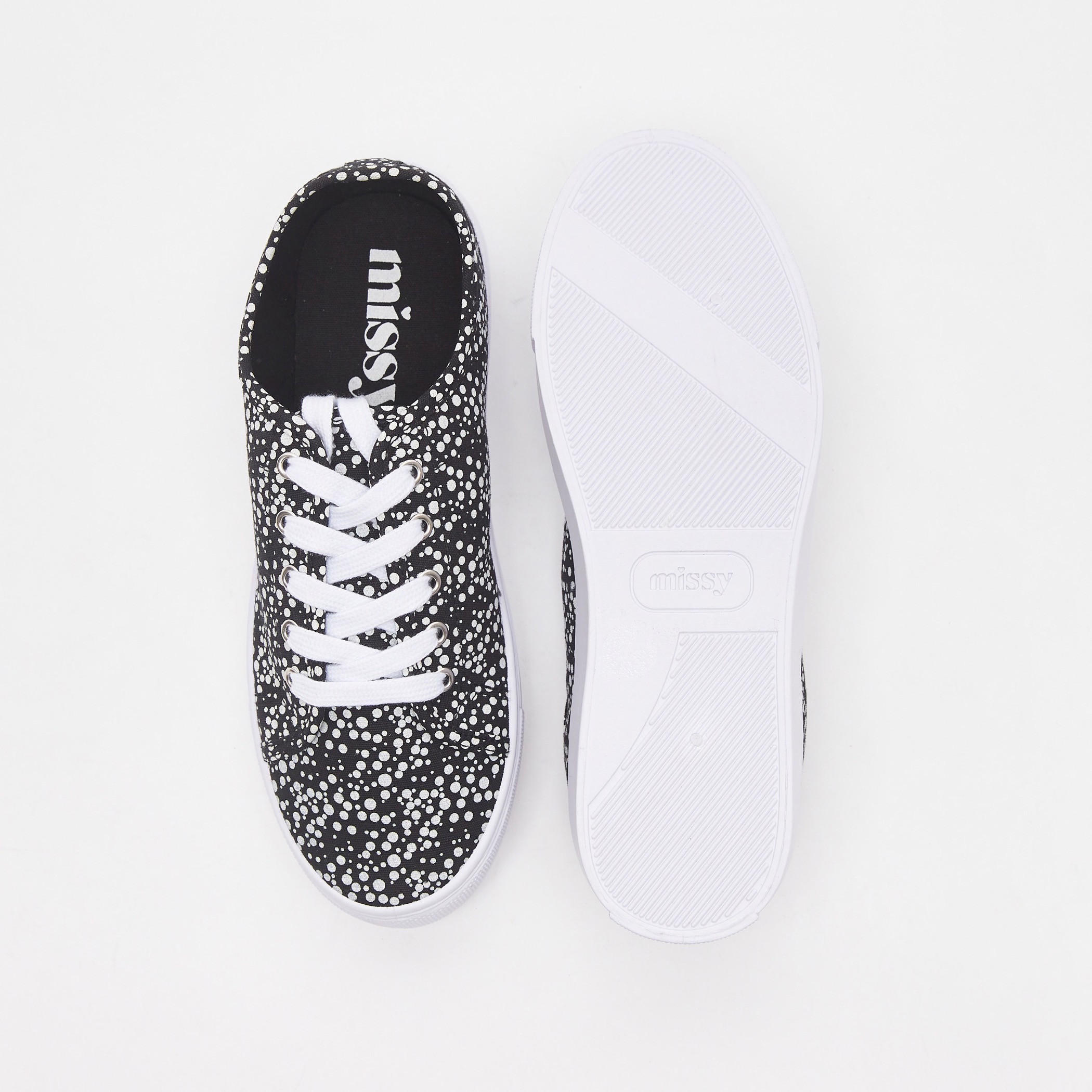 Missy Polka Dot Print Canvas Shoes with Lace-Up Closure-women-shoes-sneakers-image-5