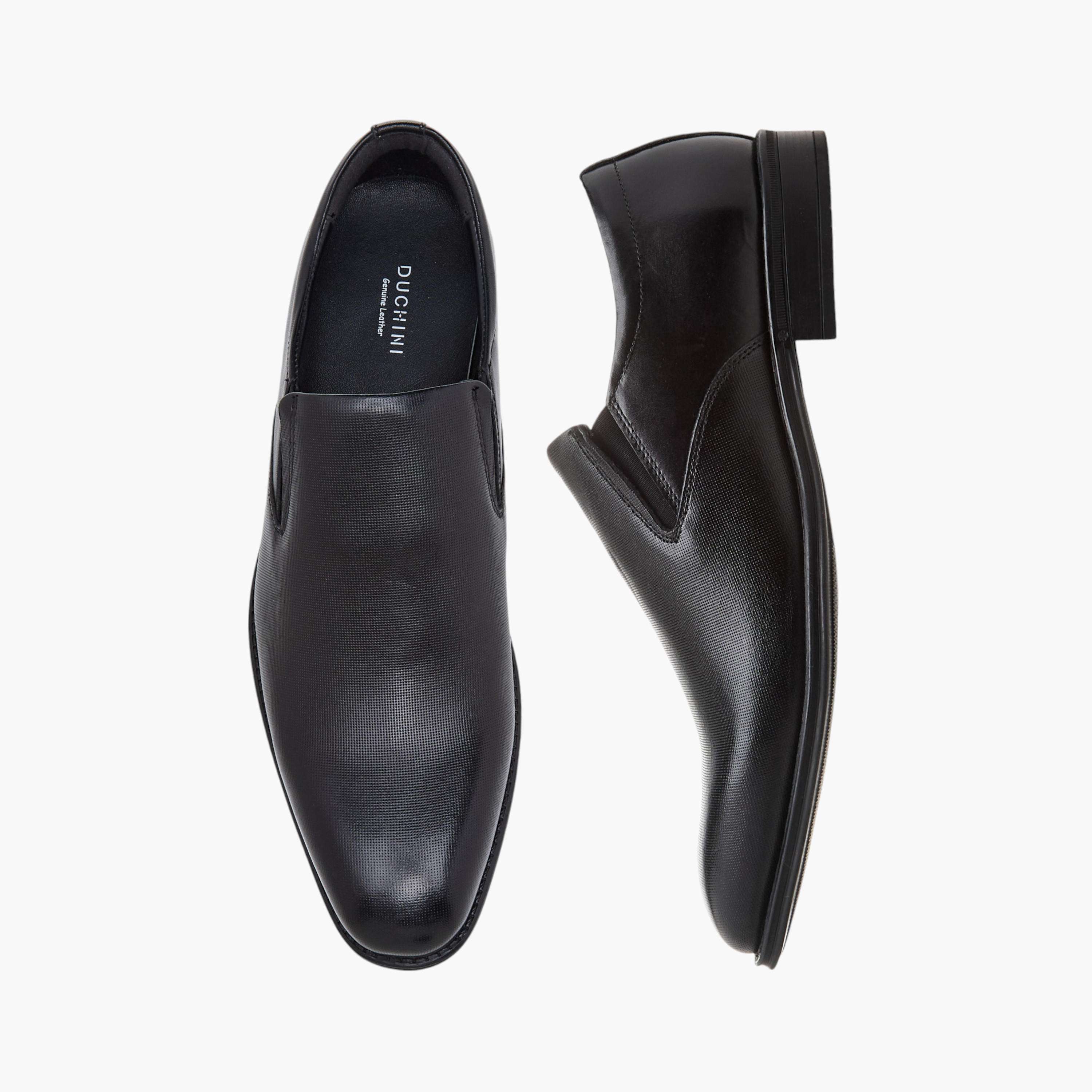 Duchini Men's Leather Textured Slip-On Loafers-men-shoes-loafersandmoccasins-image-1
