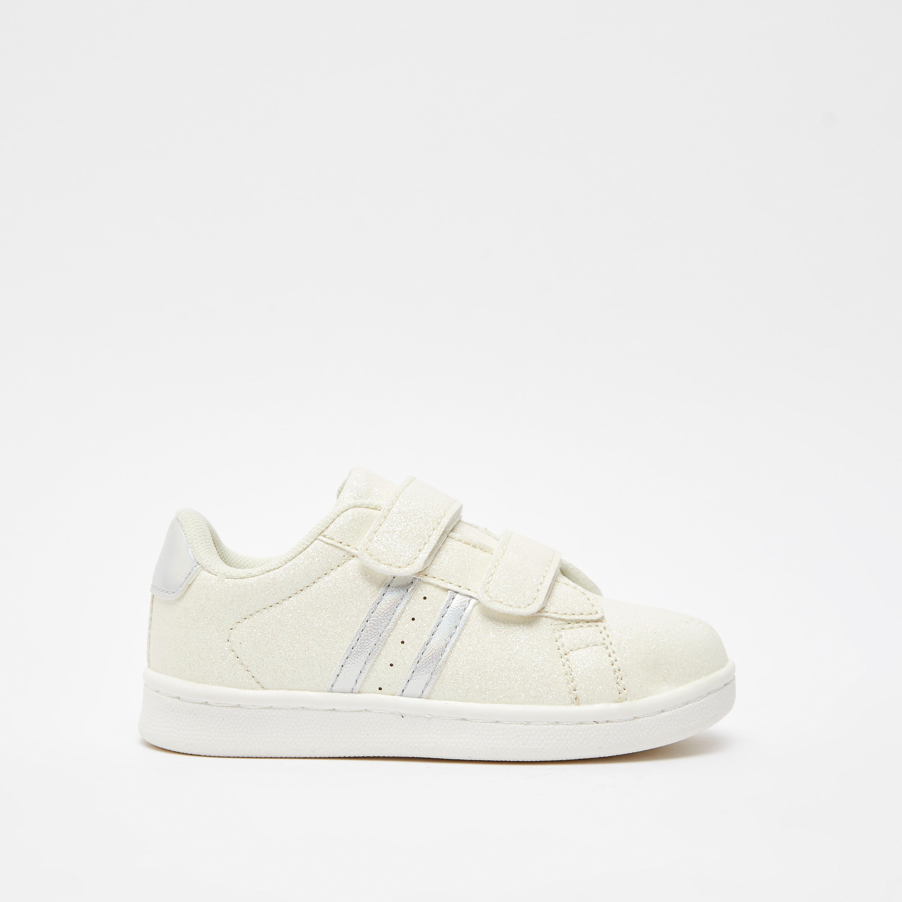 Juniors Glitter Detail Sneakers with Hook and Loop Closure-girls-shoes-sneakers-image-1
