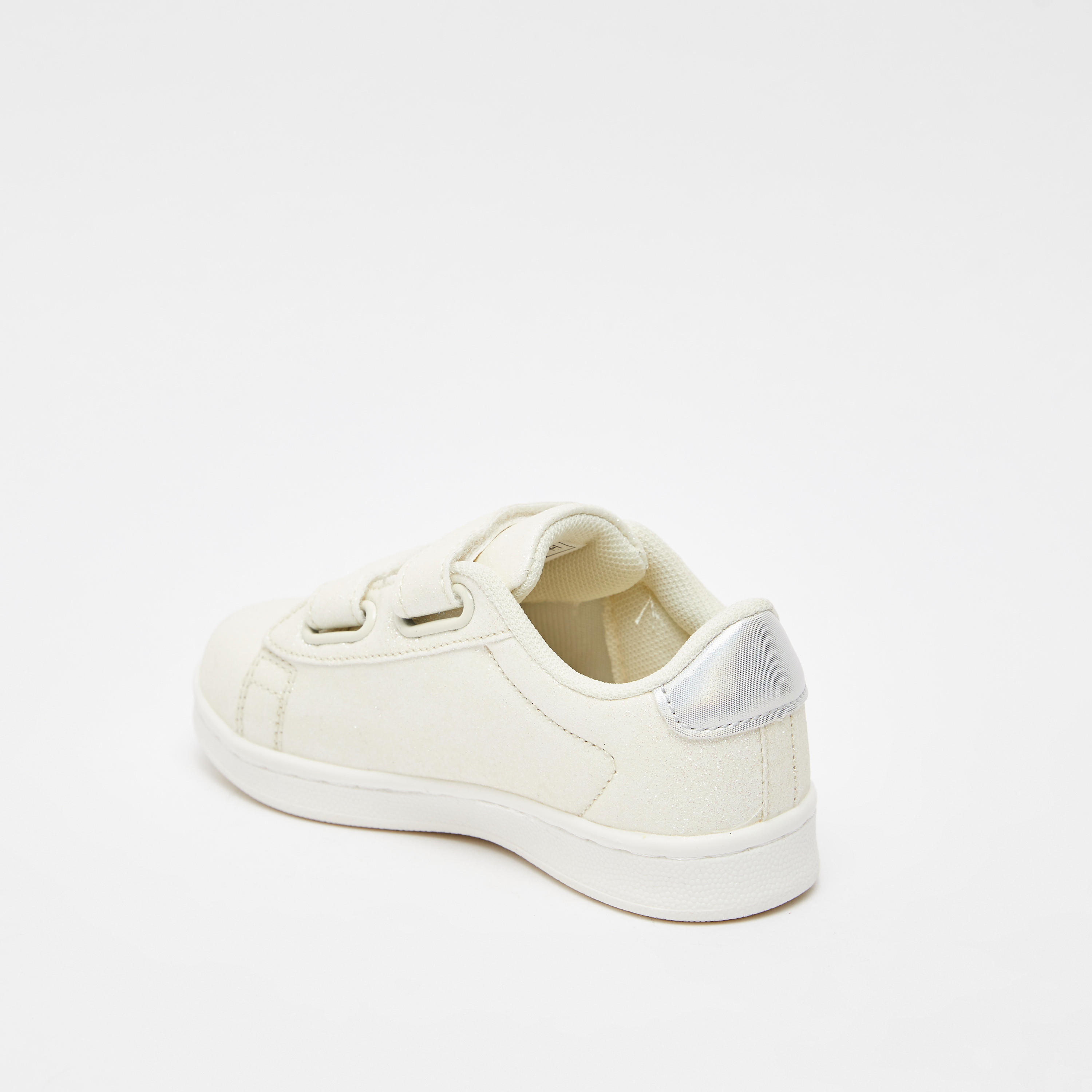 Juniors Glitter Detail Sneakers with Hook and Loop Closure-girls-shoes-sneakers-image-3