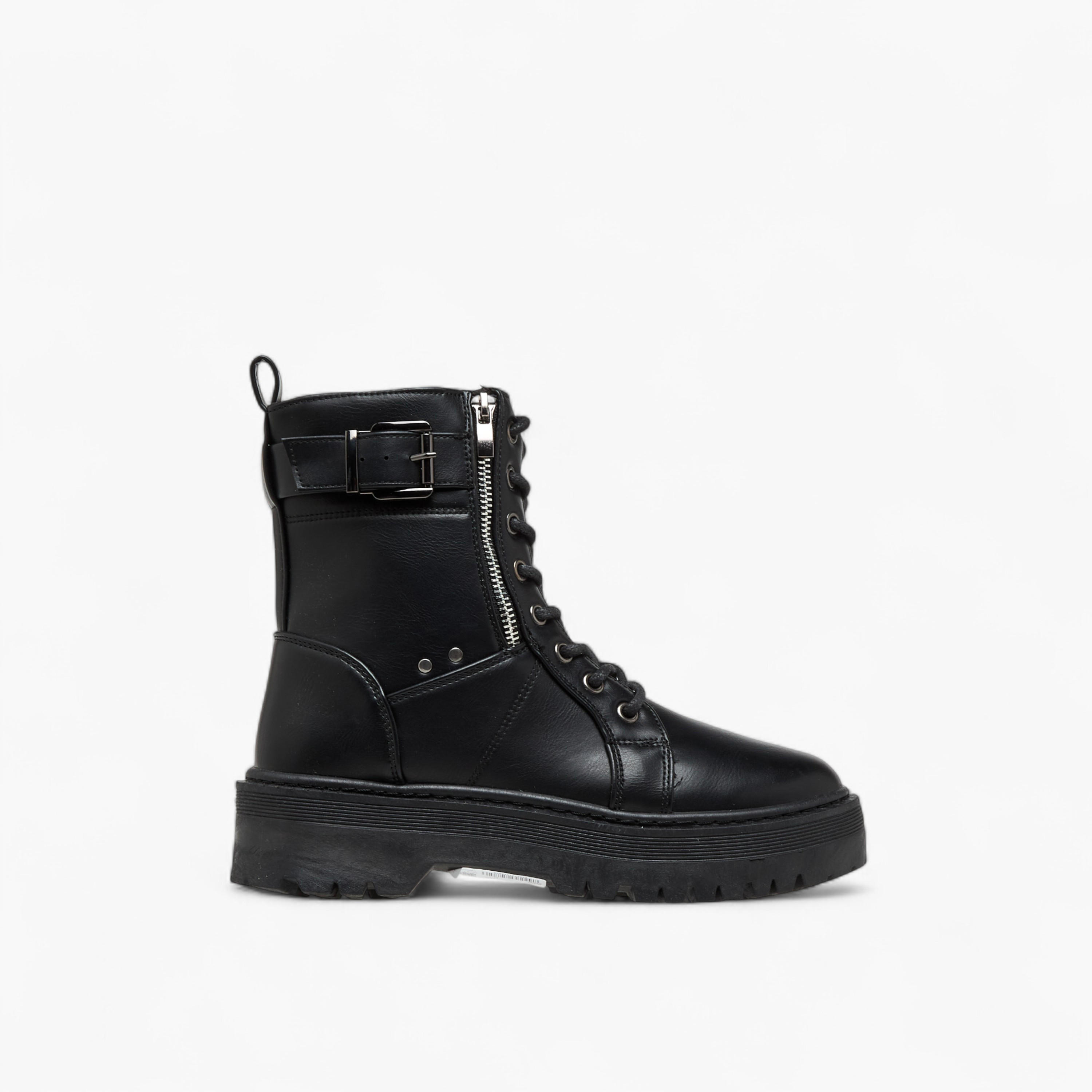 Flora Bella Panelled Ankle Boots with Zip Closure-women-shoes-boots-image-3