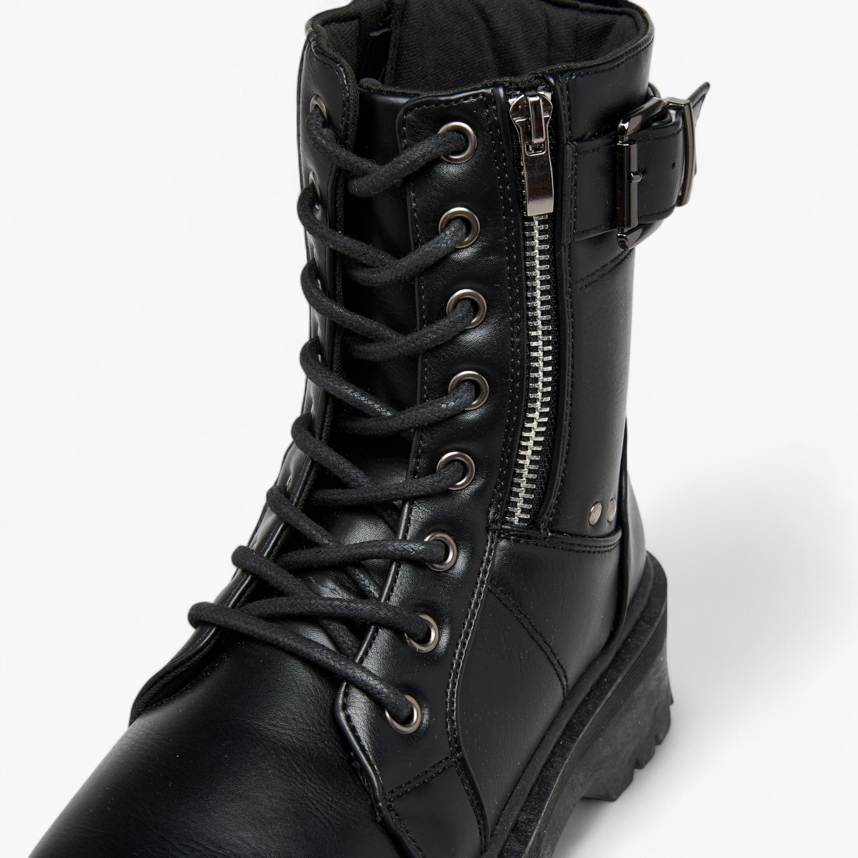 Flora Bella Panelled Ankle Boots with Zip Closure-women-shoes-boots-image-4