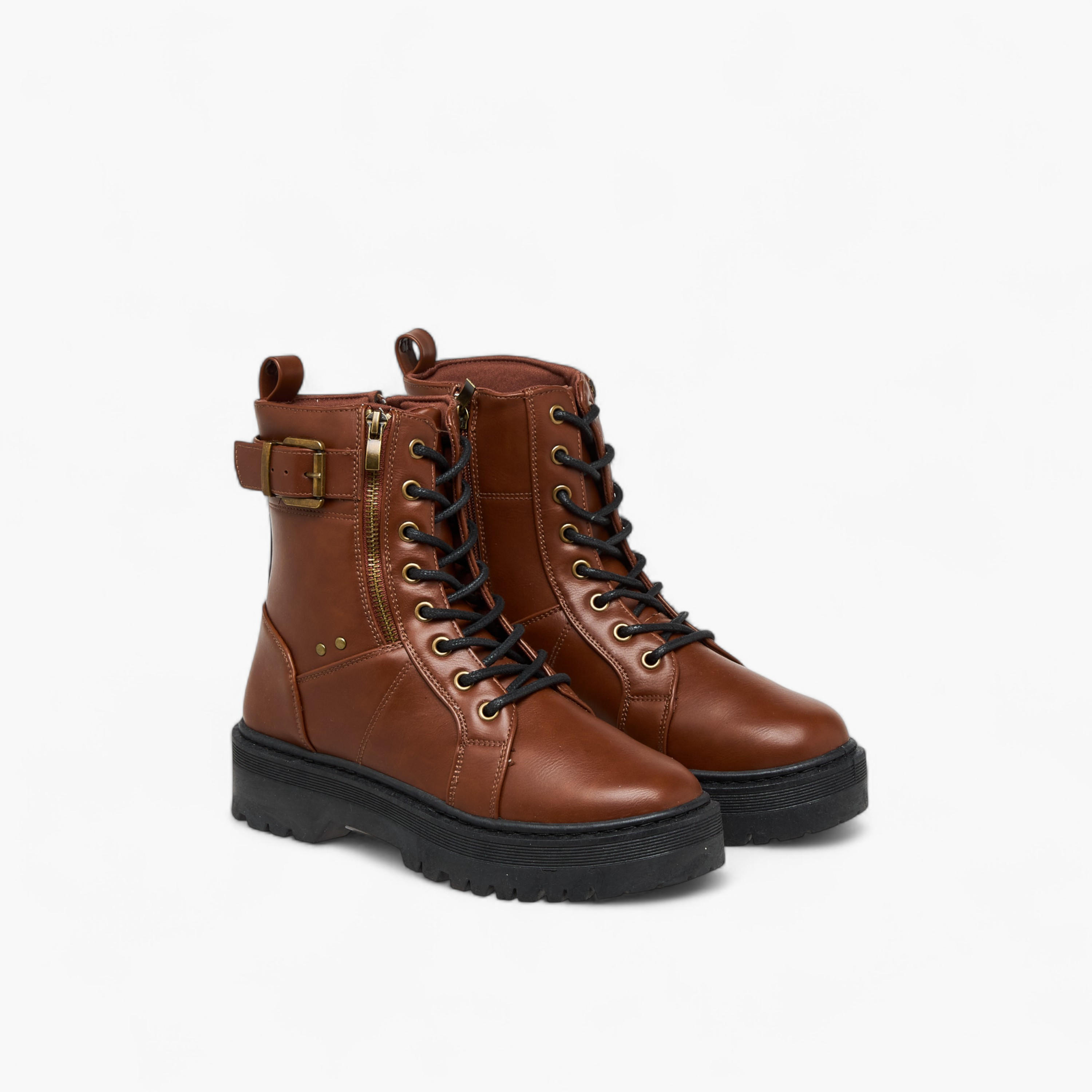 Flora Bella Panelled Ankle Boots with Zip Closure-women-shoes-boots-image-1