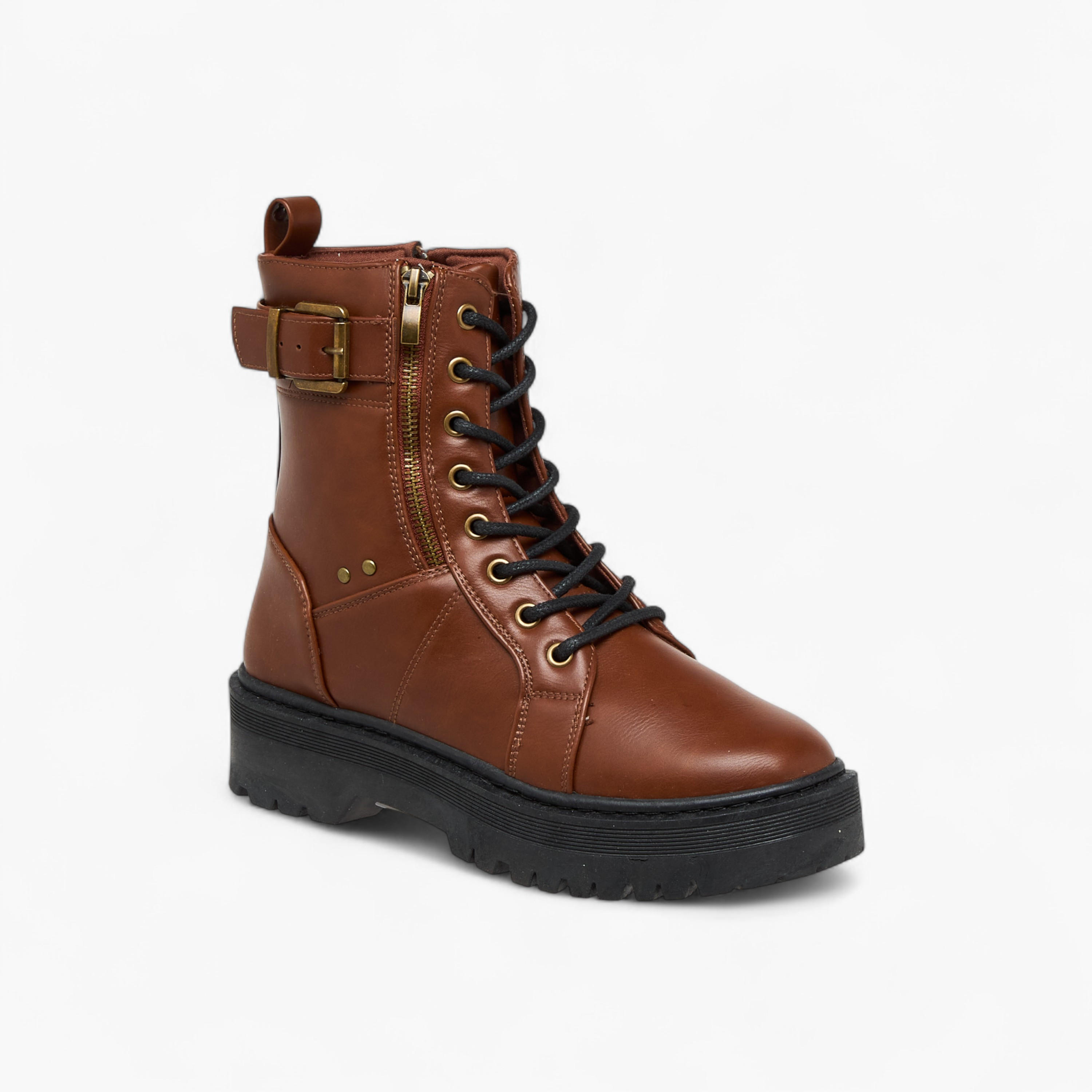 Flora Bella Panelled Ankle Boots with Zip Closure-women-shoes-boots-image-2