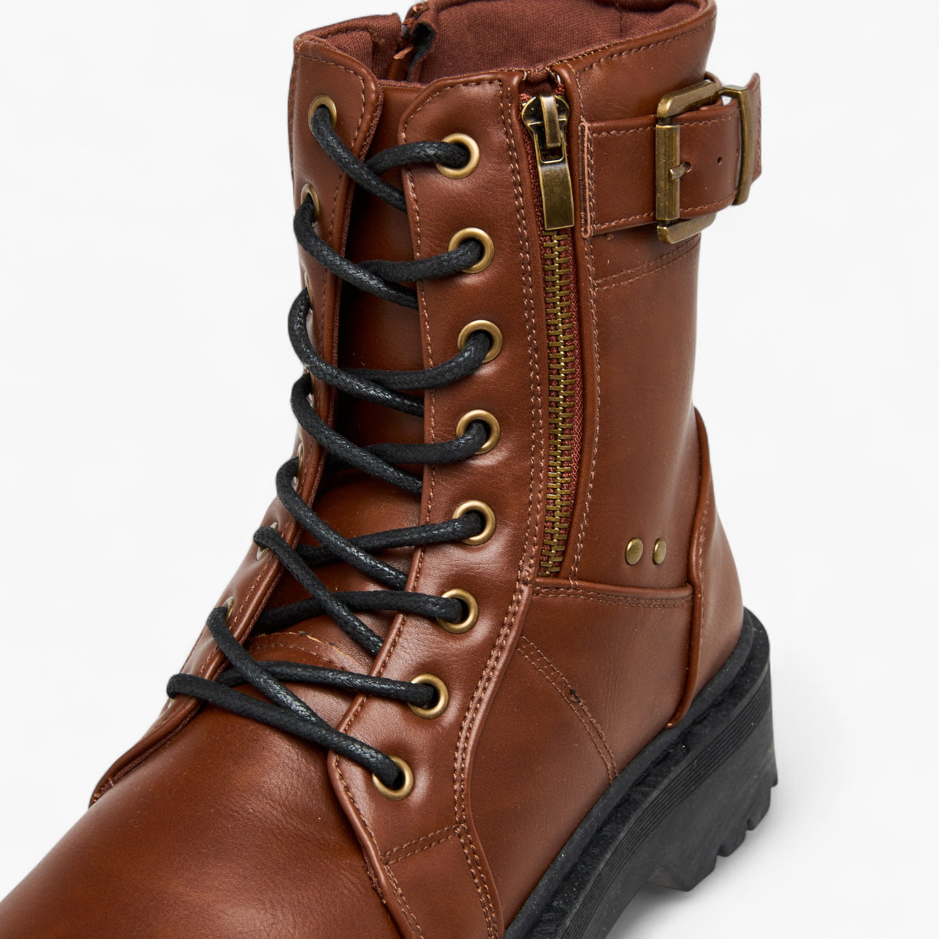 Flora Bella Panelled Ankle Boots with Zip Closure-women-shoes-boots-image-4