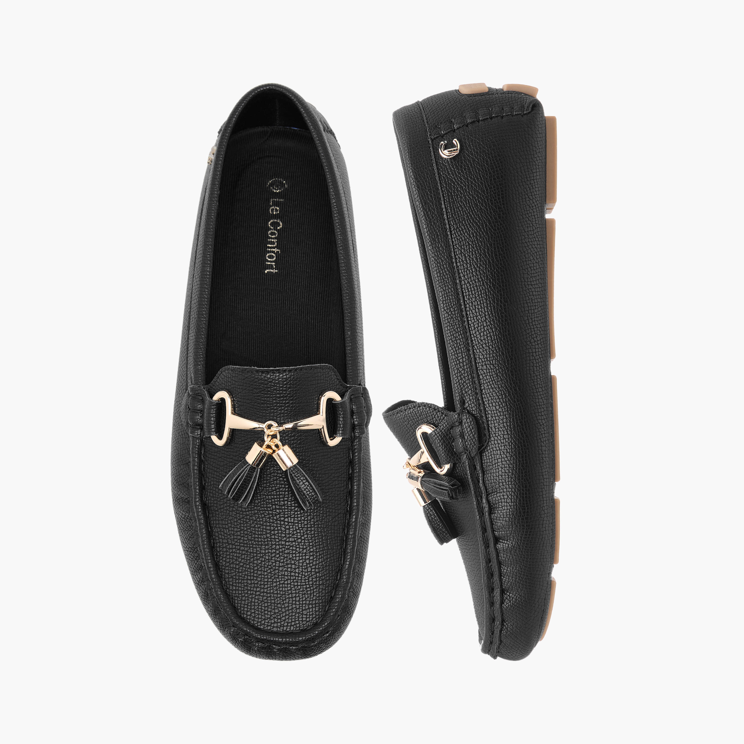 Le Confort Textured Slip-On Comfort Loafers with Tassel Detail-women-shoes-flats-loafers-image-1