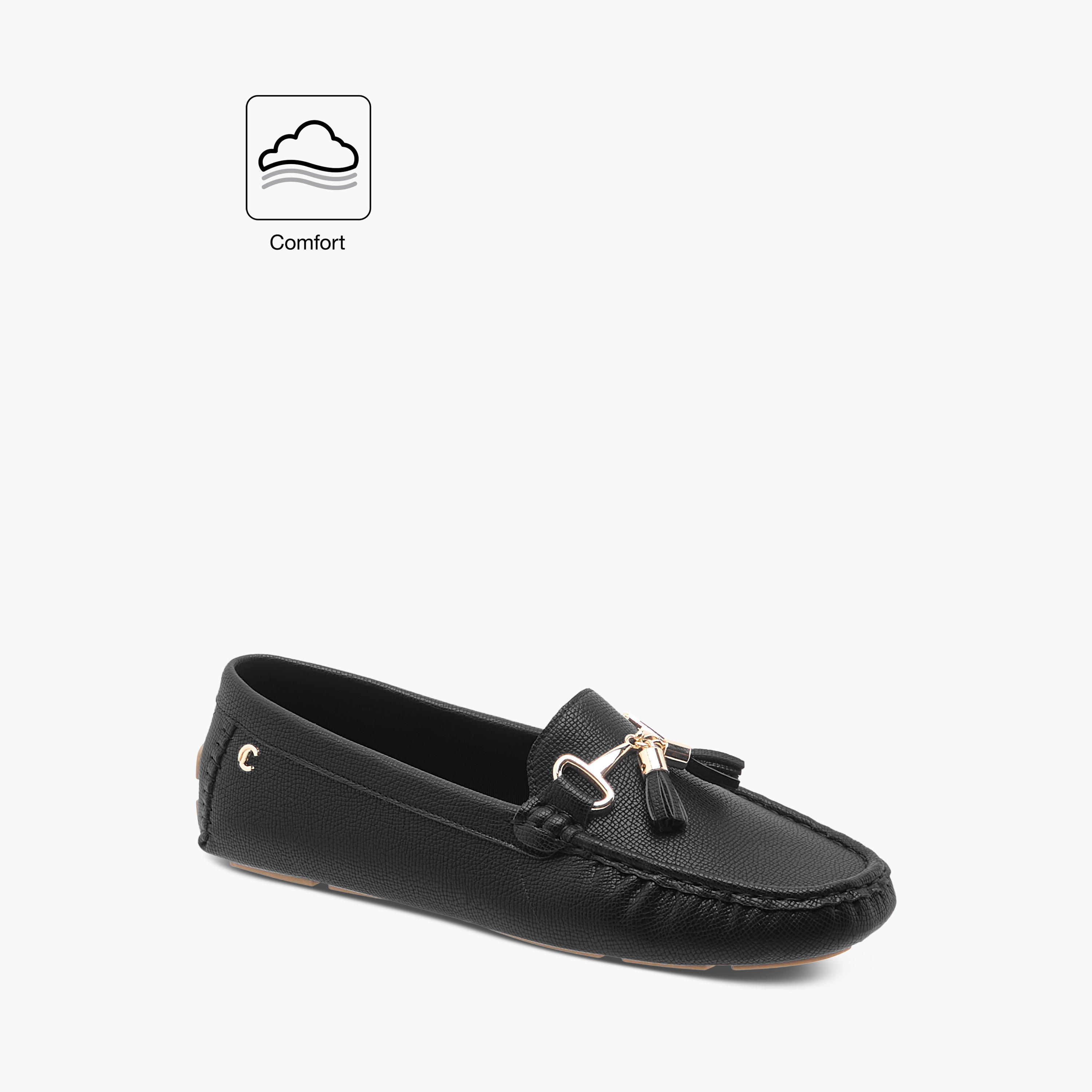 حذاء سهل الارتداء مريح بارز الملمس بتفاصيل شرّابات من لو كونفورت-women-shoes-flats-loafers-image-2