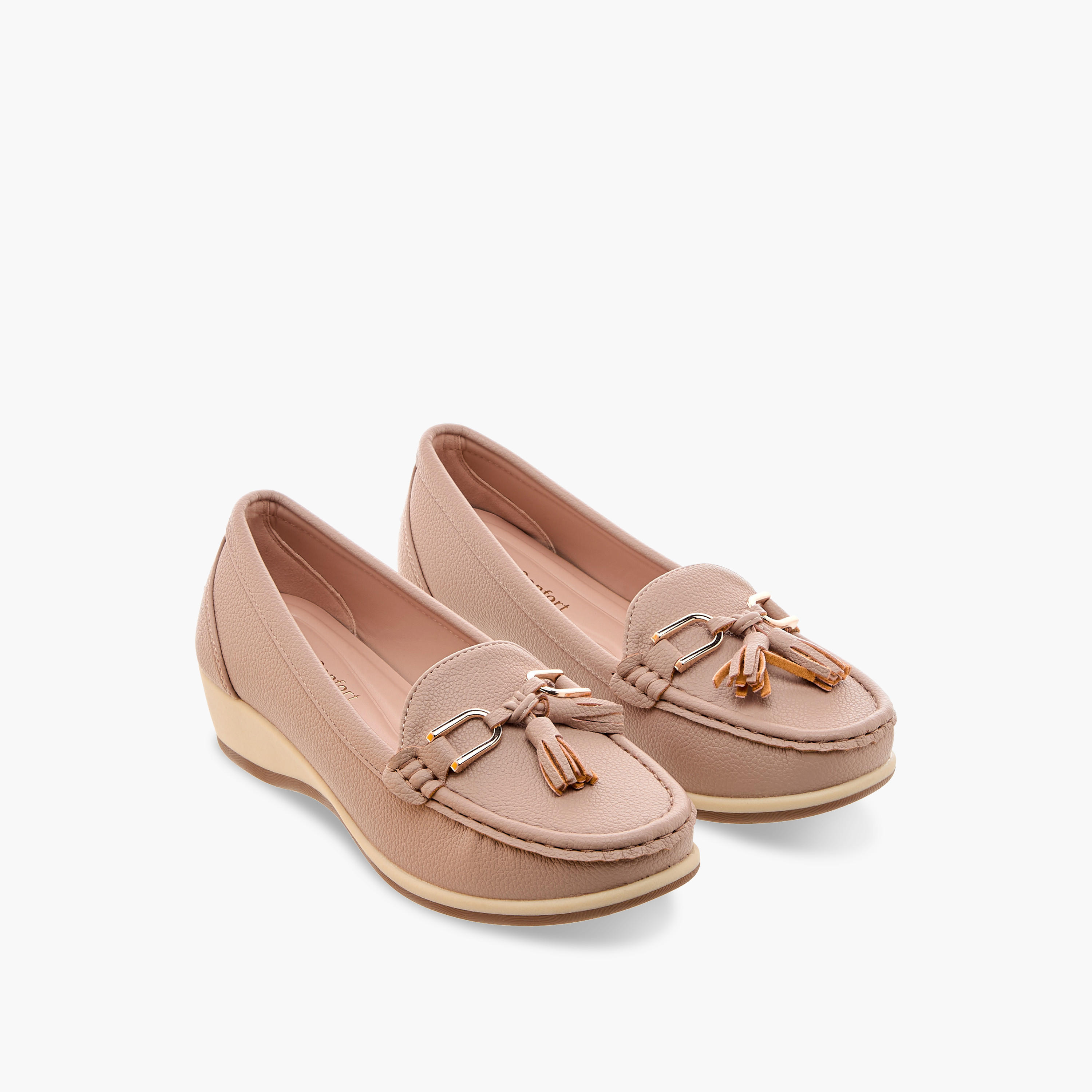 Le Confort Tassel Accent Slip-On Loafers with Wedge Heels-women-shoes-loafersandmoccasins-image-1