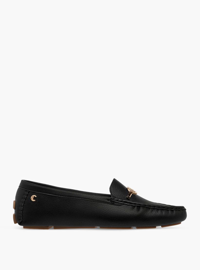 حذاء سهل الارتداء مريح بارز الملمس بزينة معدنية من لو كونفرت-women-shoes-loafersandmoccasins-image-3