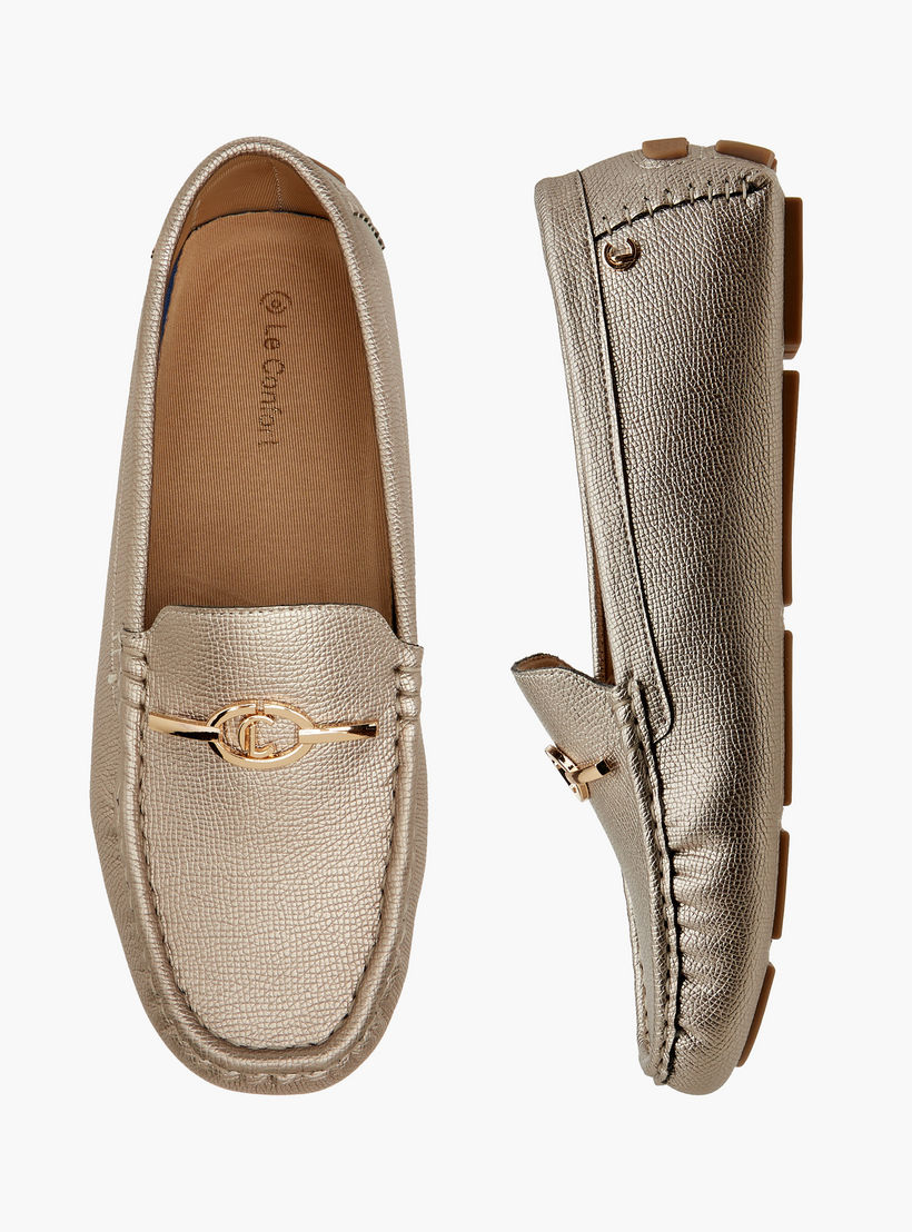 Le Confort Textured Slip-On Comfort Loafers with Metal Accent-women-shoes-loafersandmoccasins-image-1
