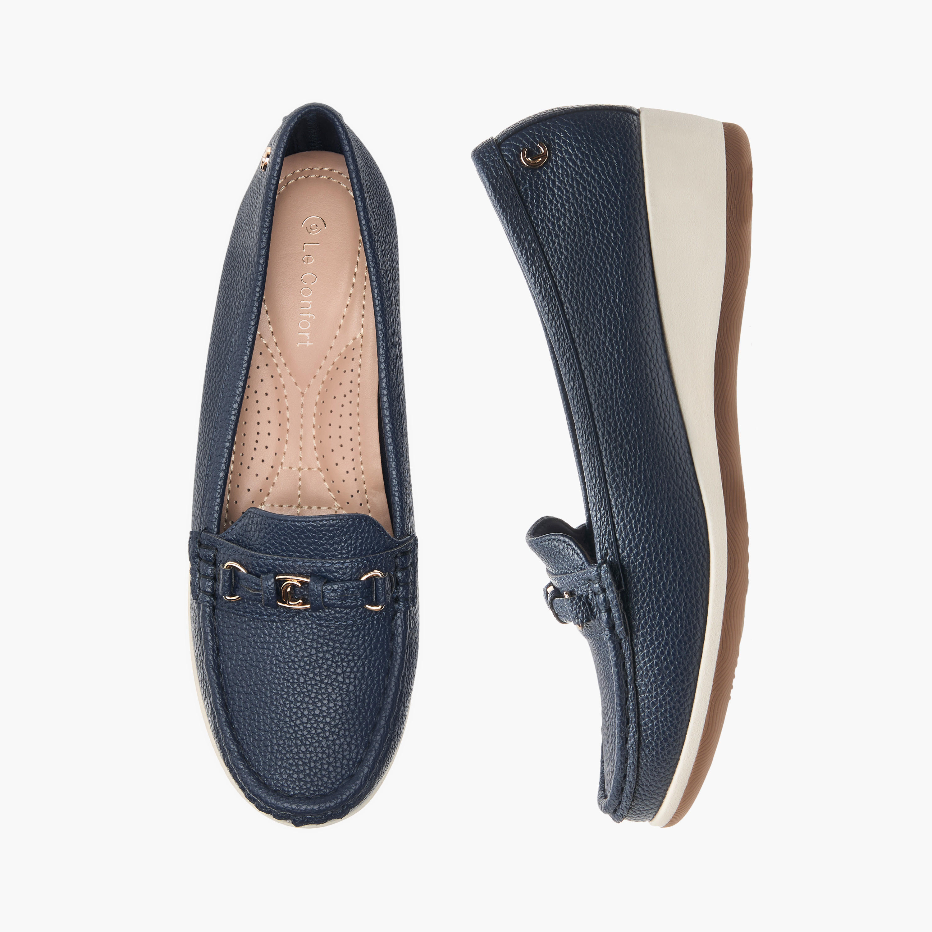 Le Confort Metal Accent Comfort Loafers with Wedge Heels-women-shoes-loafersandmoccasins-image-1