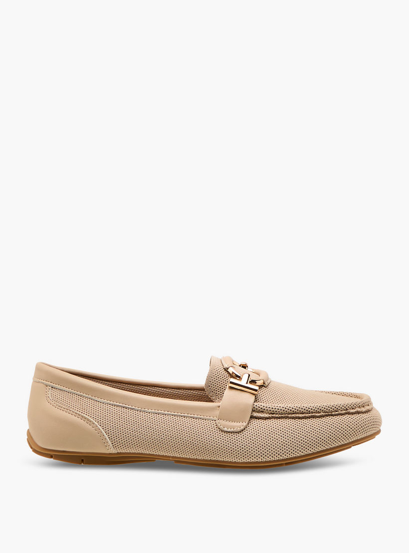 حذاء سهل الارتداء مريح بارز الملمس بتفاصيل معدنية من لو كونفورت-women-shoes-flats-loafers-image-3
