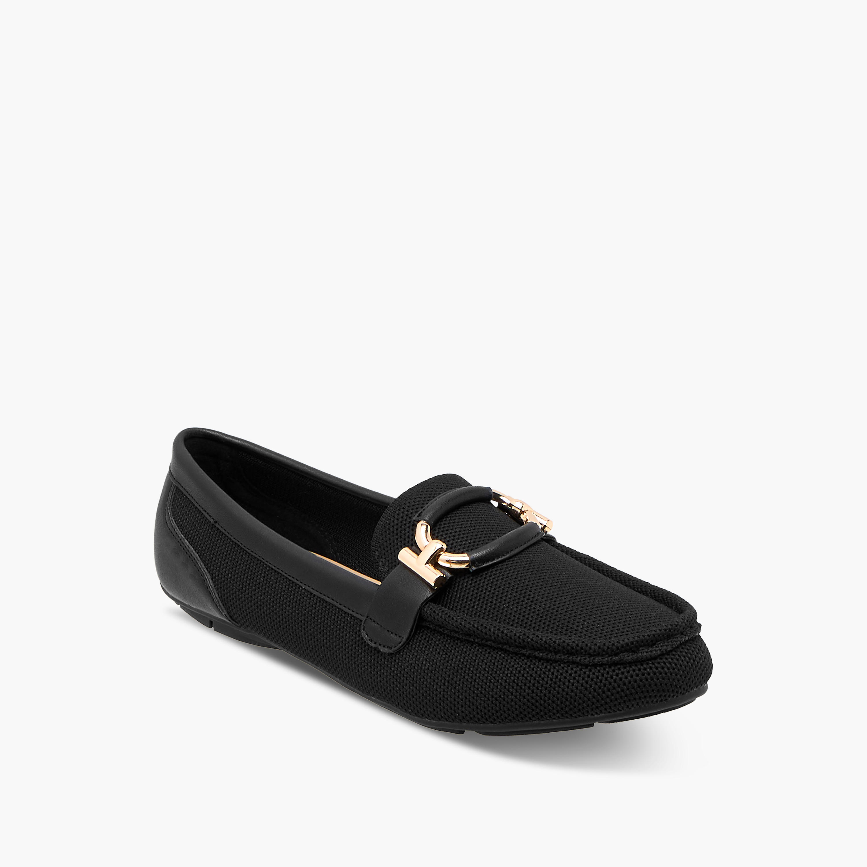 Le Confort Textured Slip-On Comfort Loafers with Metal Trim-women-shoes-flats-loafers-image-2