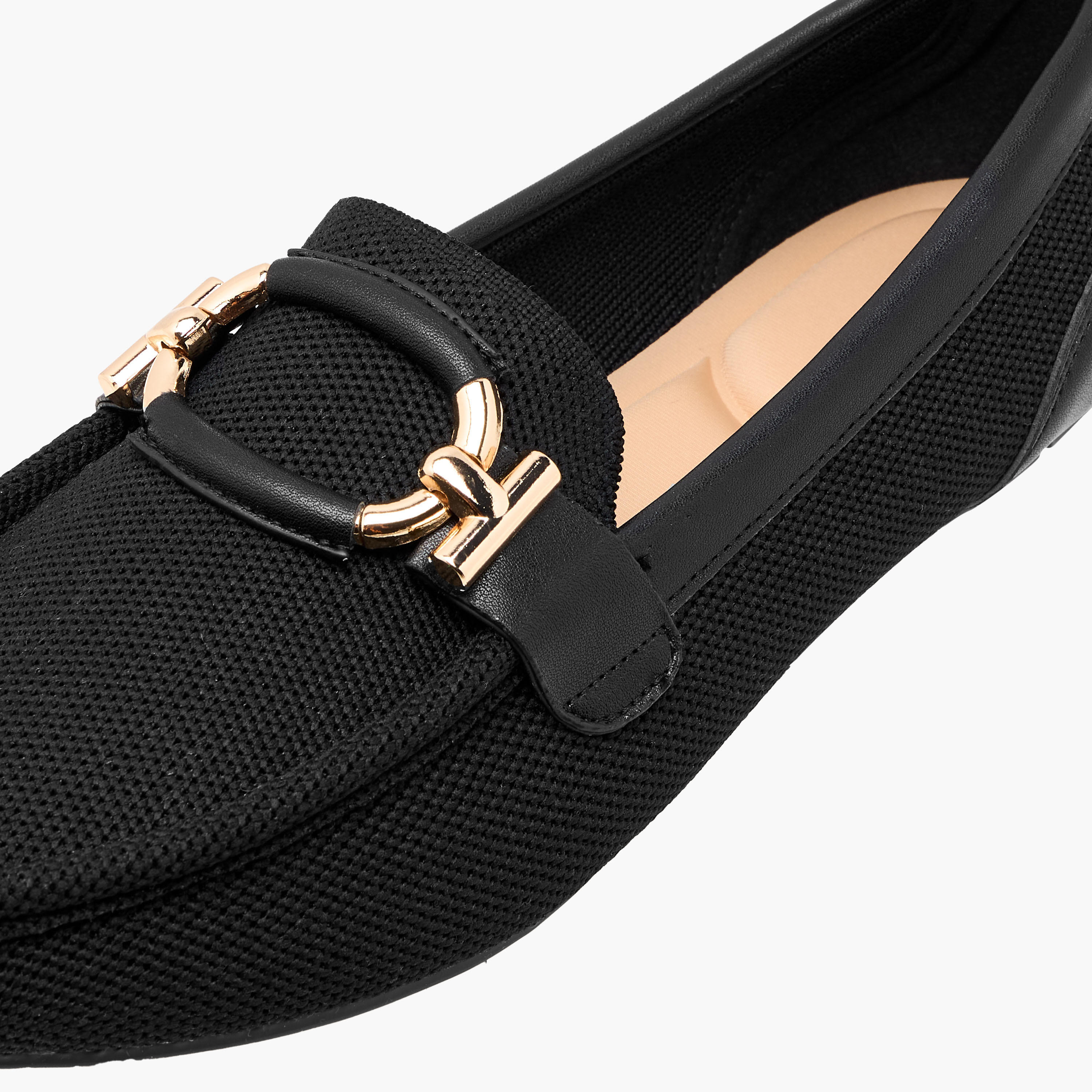 Le Confort Textured Slip-On Comfort Loafers with Metal Trim-women-shoes-flats-loafers-image-4