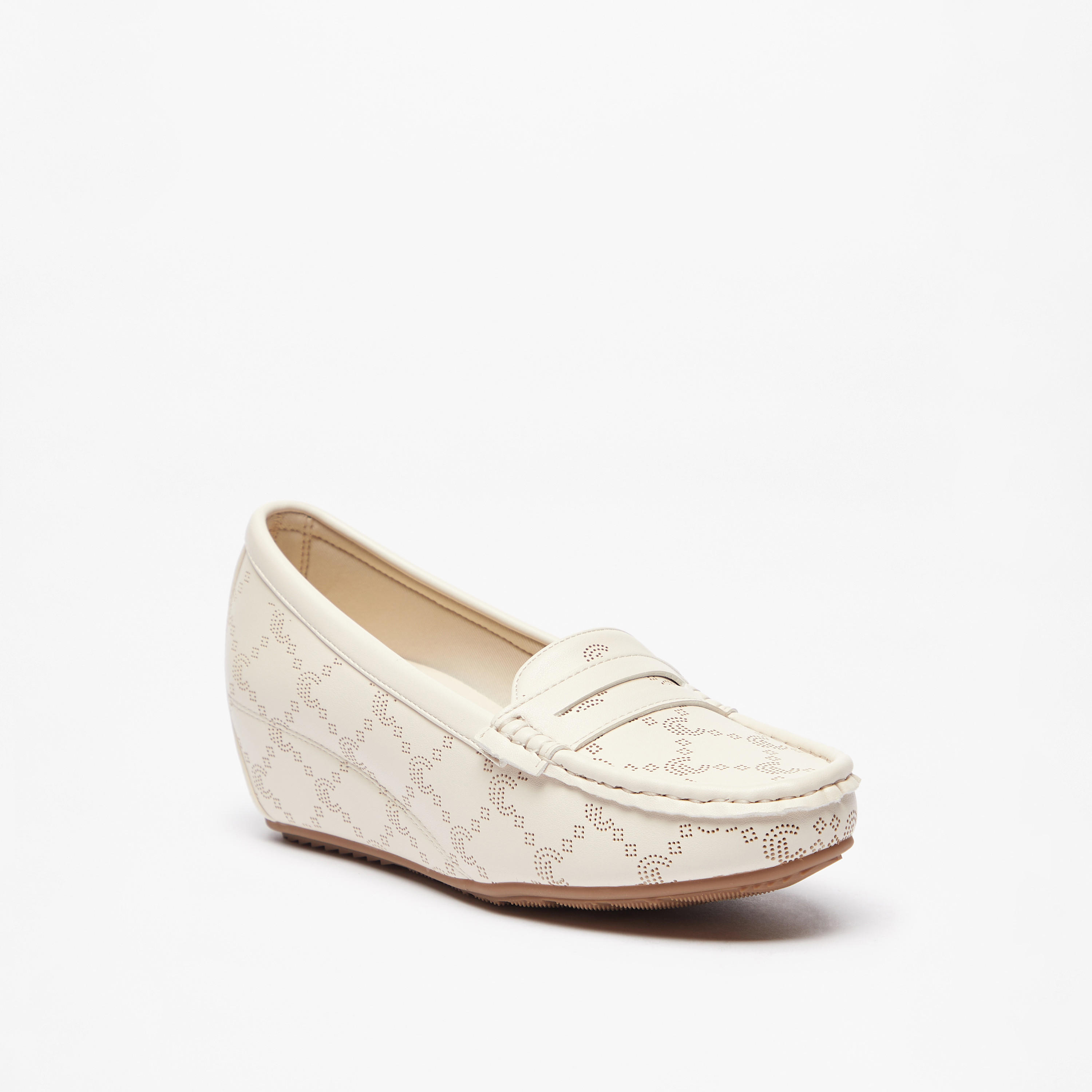 Le Confort Textured Slip-On Loafers with Wedge Heels-women-shoes-loafersandmoccasins-image-1