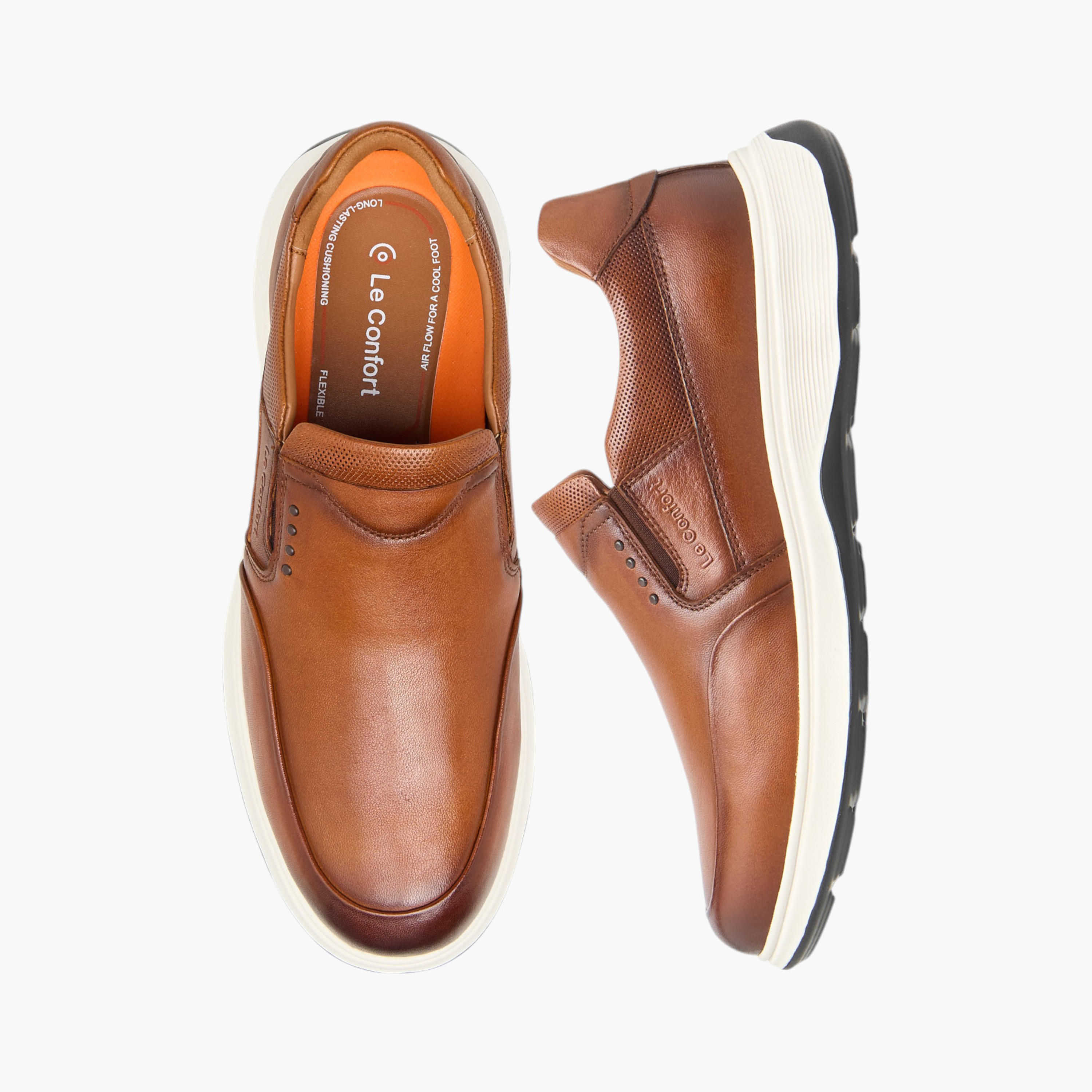 Le Confort Leather Logo Embossed Slip-On Loafers-men-shoes-loafersandmoccasins-image-1