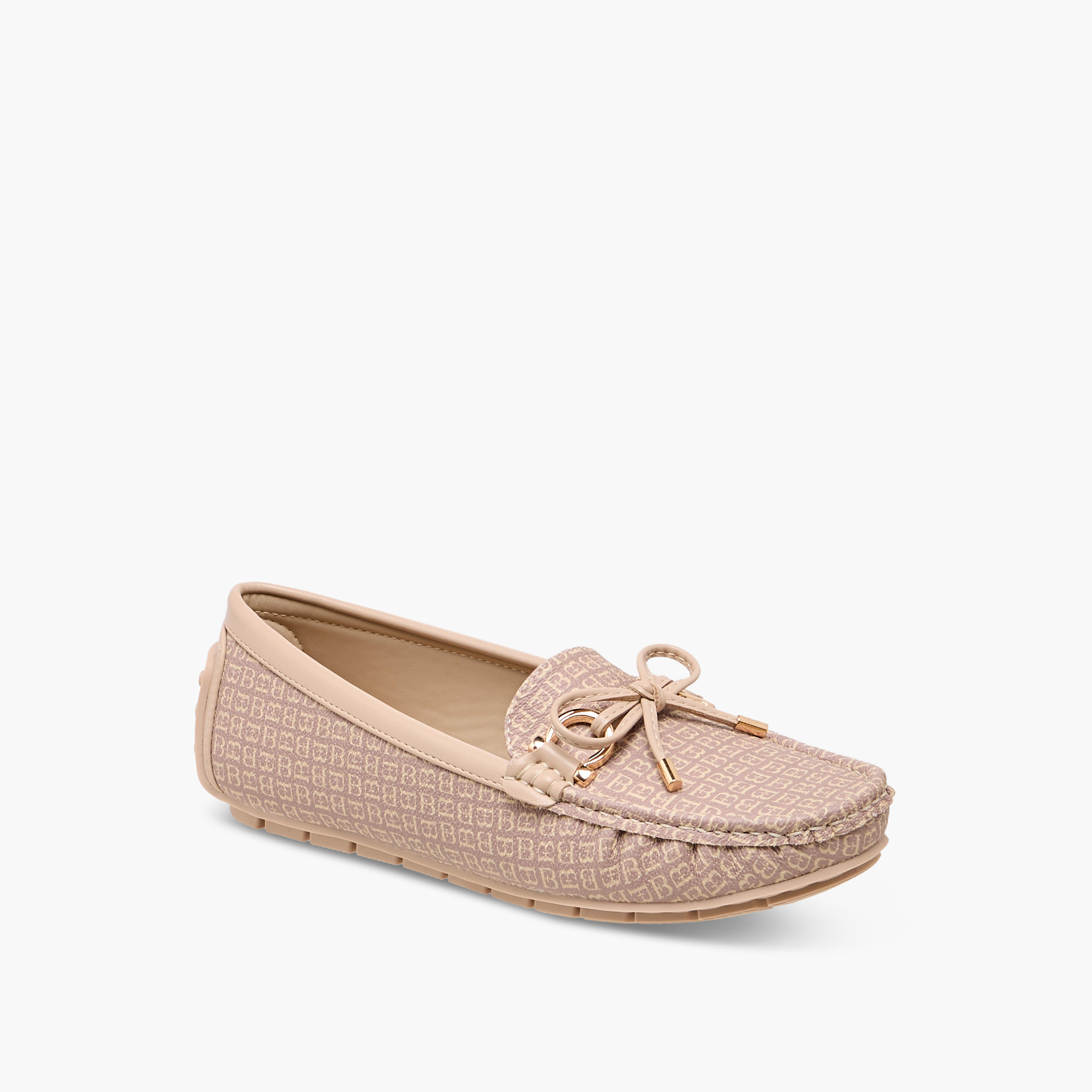 Flora Bella Monogram Print Loafers with Bow Accent-women-shoes-loafersandmoccasins-image-2