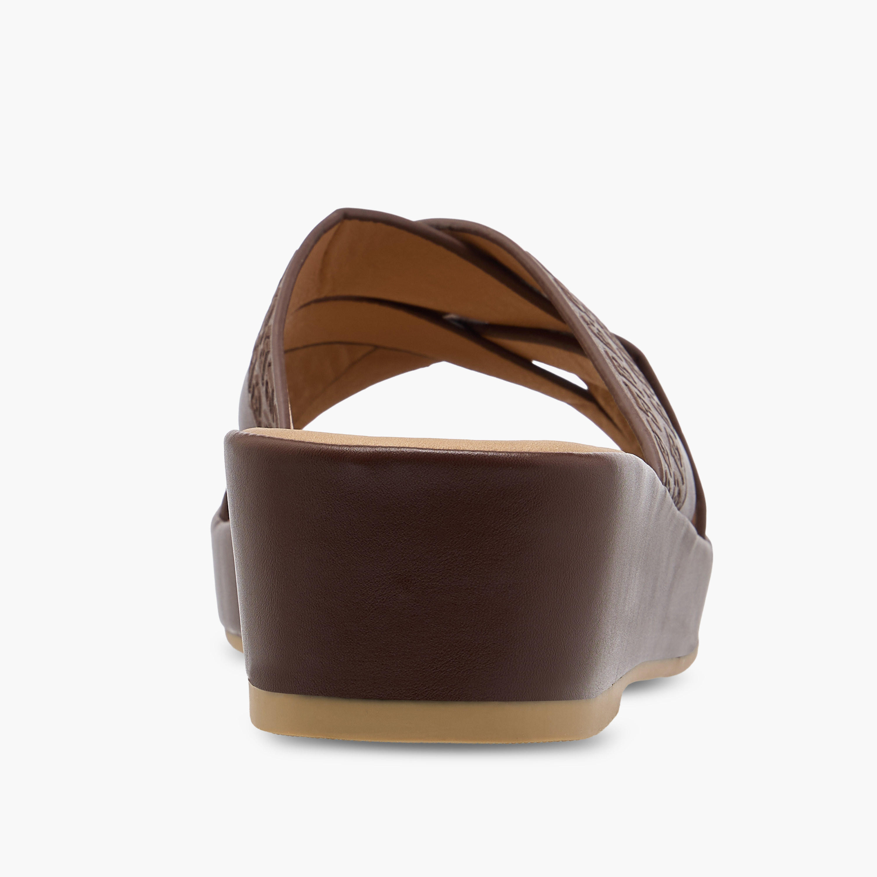 Flora Bella Monogram  Embossed Cross Strap Slip-On Sandals-women-shoes-sandals-heeled-image-5