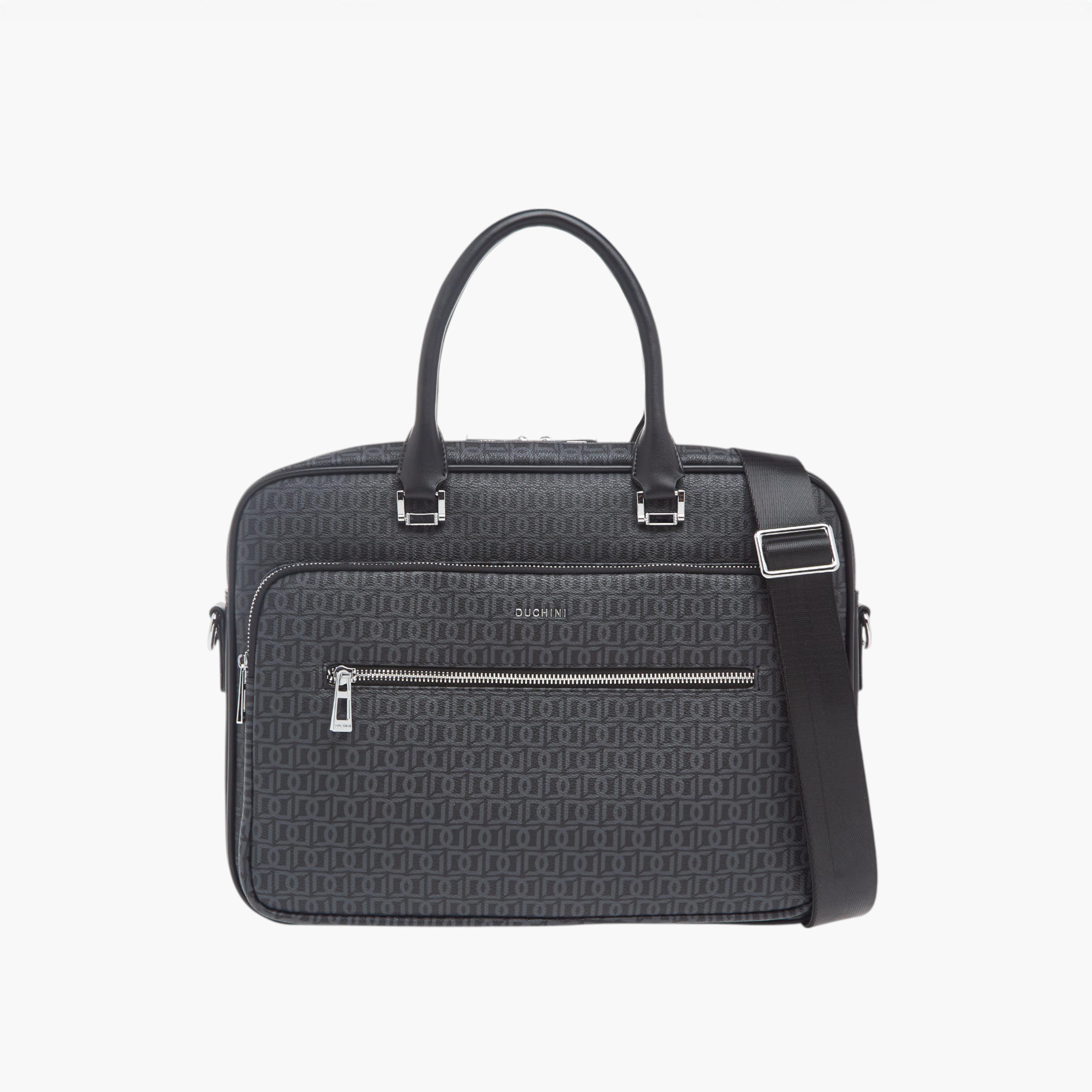 Duchini All-Over Monogram Print Laptop Bag with Handles and Adjustable Strap-men-bags-image-1