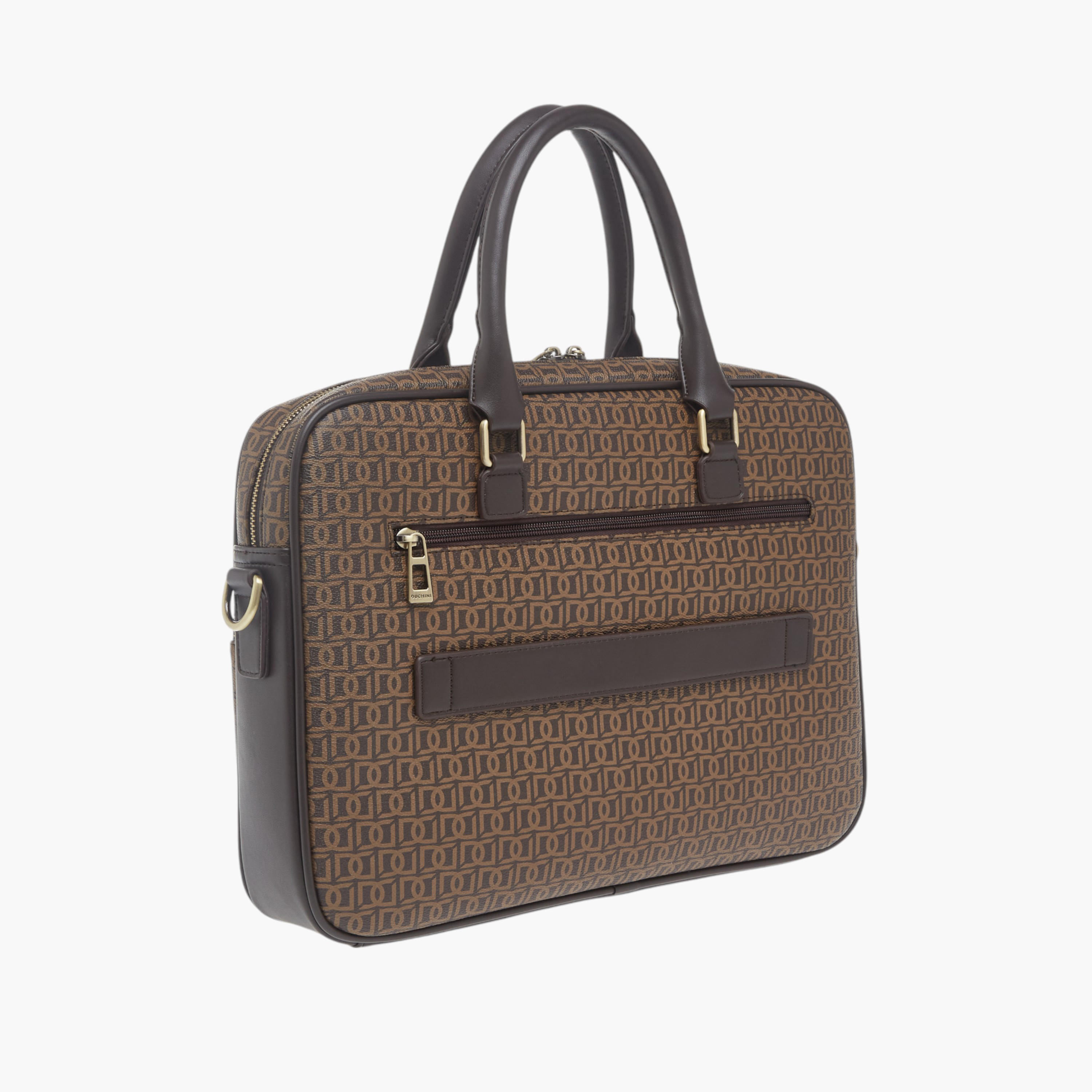 Duchini All-Over Monogram Print Laptop Bag with Handles and Adjustable Strap-men-bags-image-3