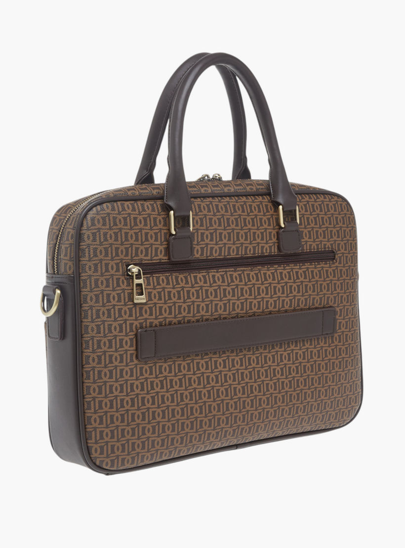 Duchini All-Over Monogram Print Laptop Bag with Handles and Adjustable Strap-men-bags-image-3