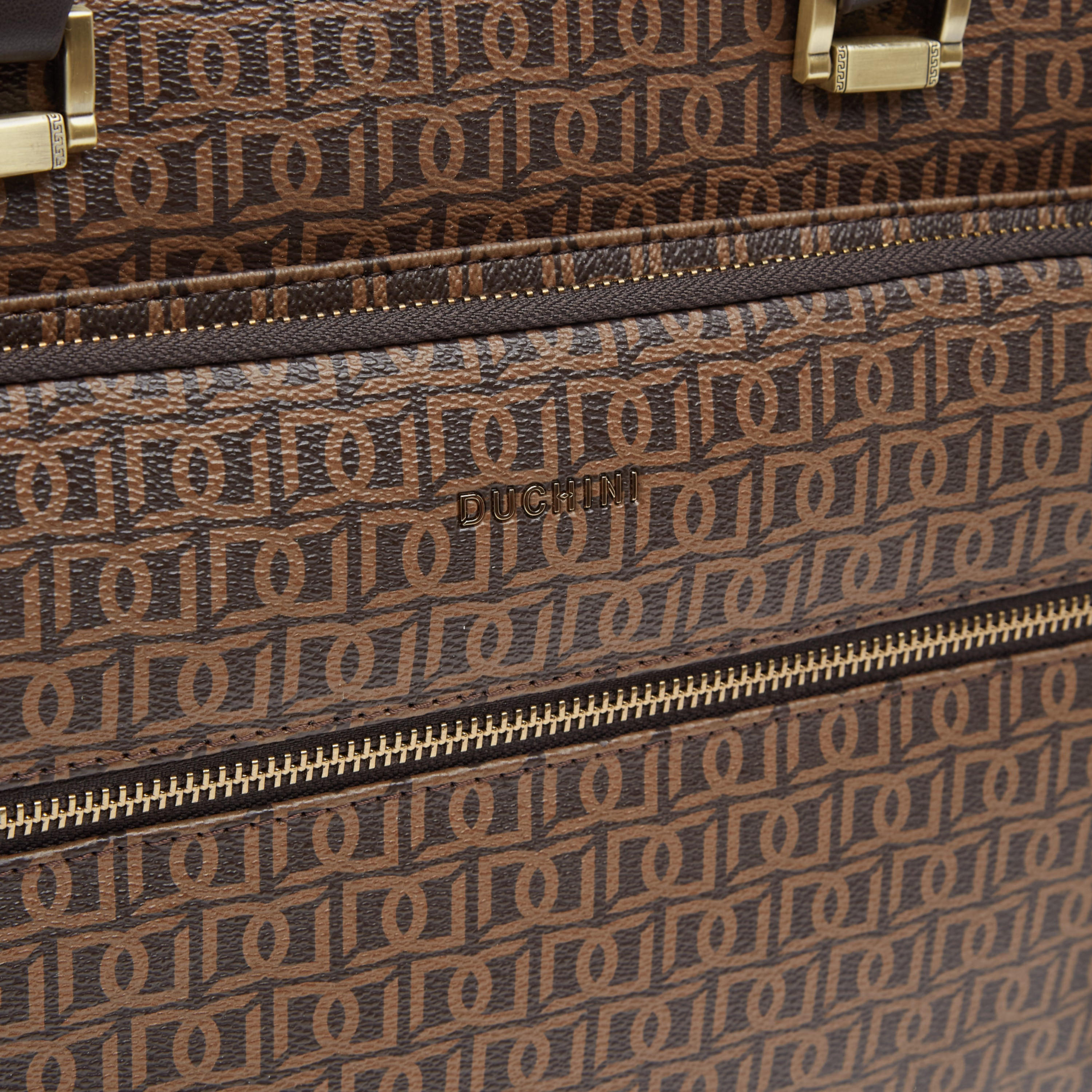 Duchini All-Over Monogram Print Laptop Bag with Handles and Adjustable Strap-men-bags-image-4