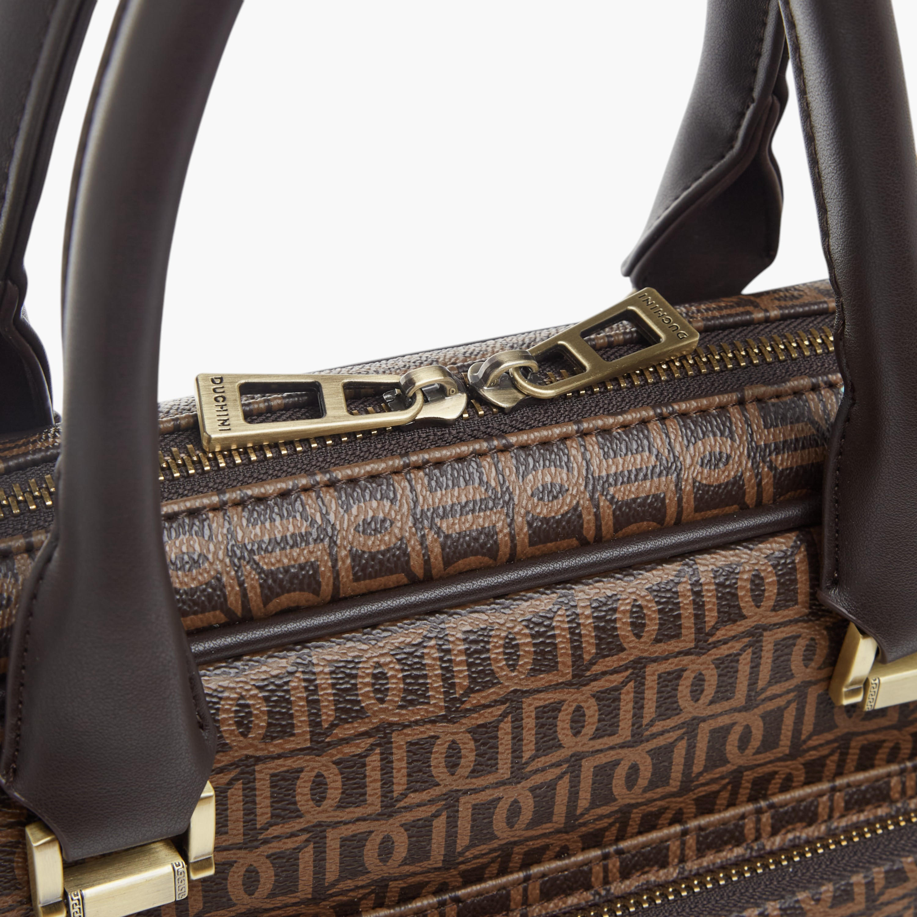 Duchini All-Over Monogram Print Laptop Bag with Handles and Adjustable Strap-men-bags-image-5