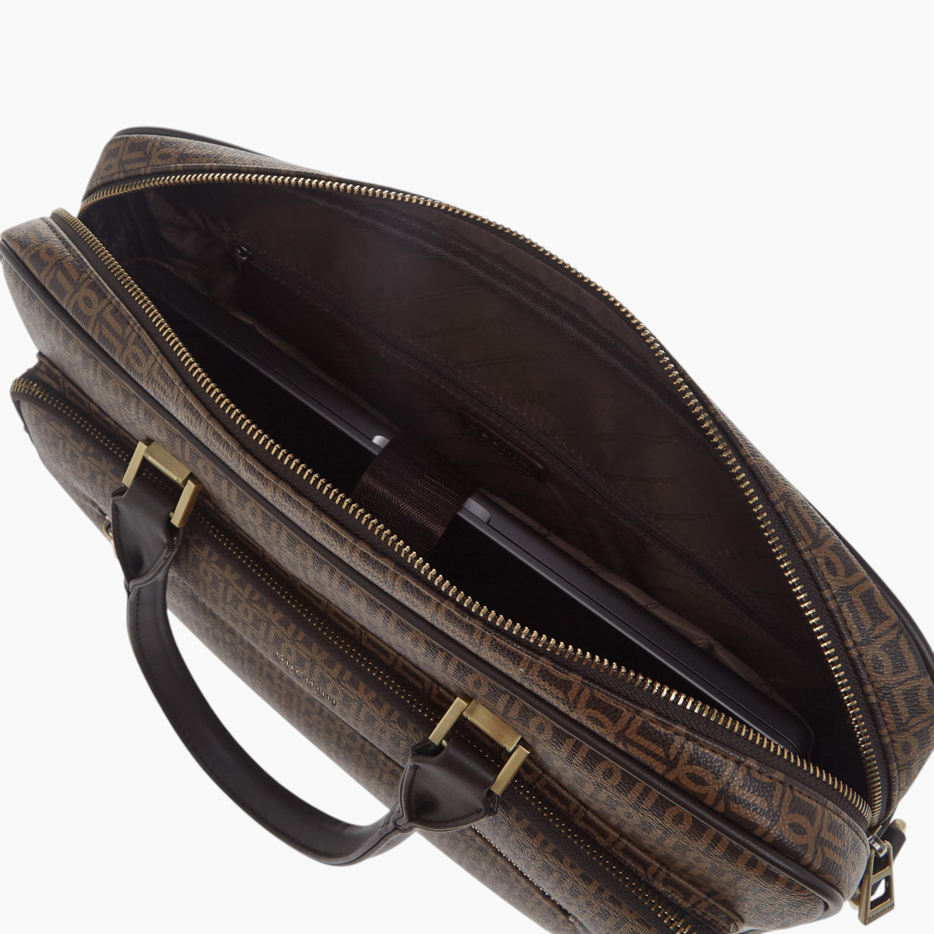Duchini All-Over Monogram Print Laptop Bag with Handles and Adjustable Strap-men-bags-image-8