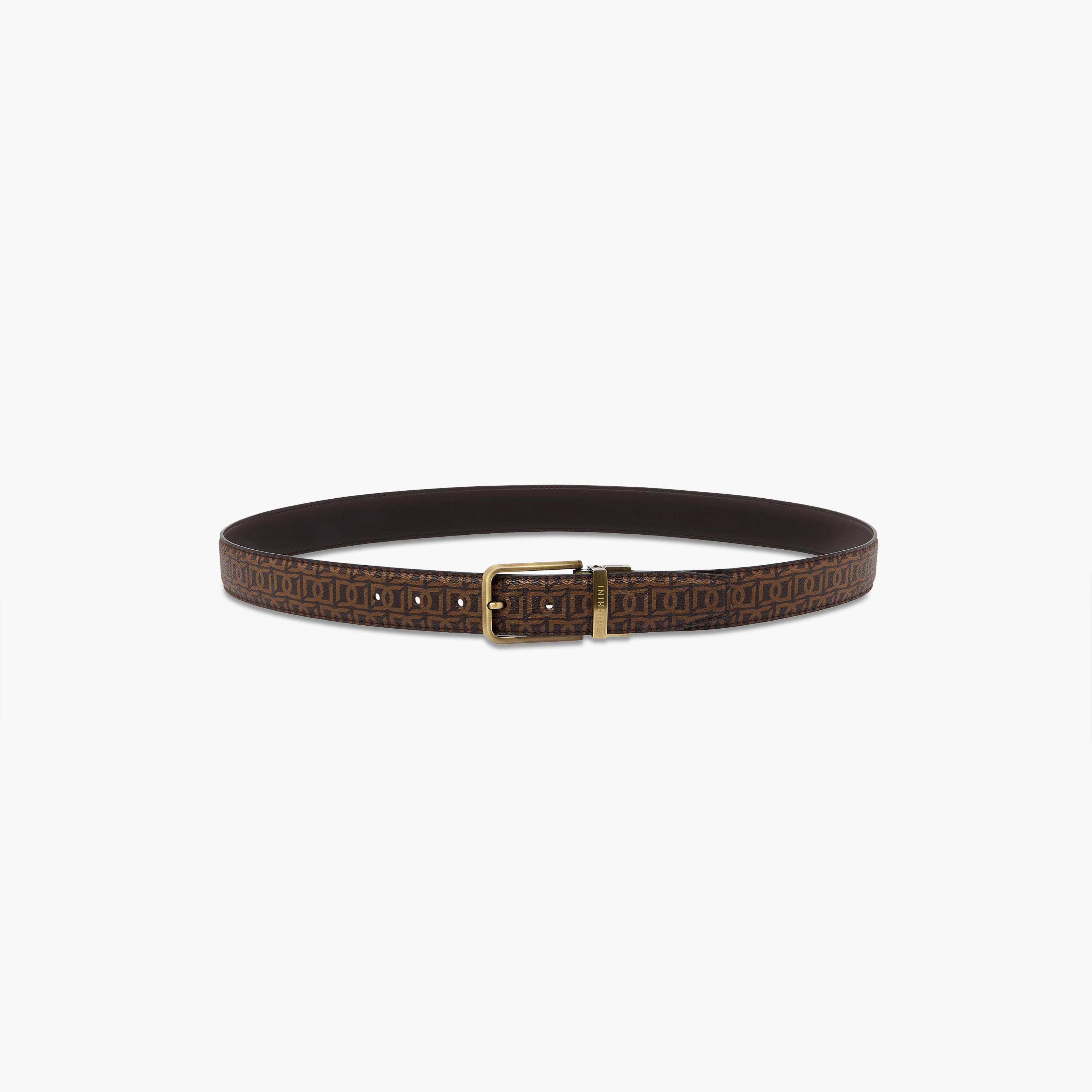Duchini Men's Monogram Print Belt with Pin Buckle Closure-men-beltsandwallets-belts-image-3