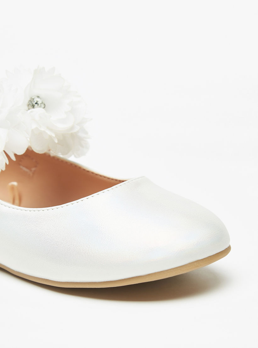 Celeste Girls' Floral Accented Ballerina Shoes with Hook and Loop Closure-girls-shoes-maryjanes-image-5