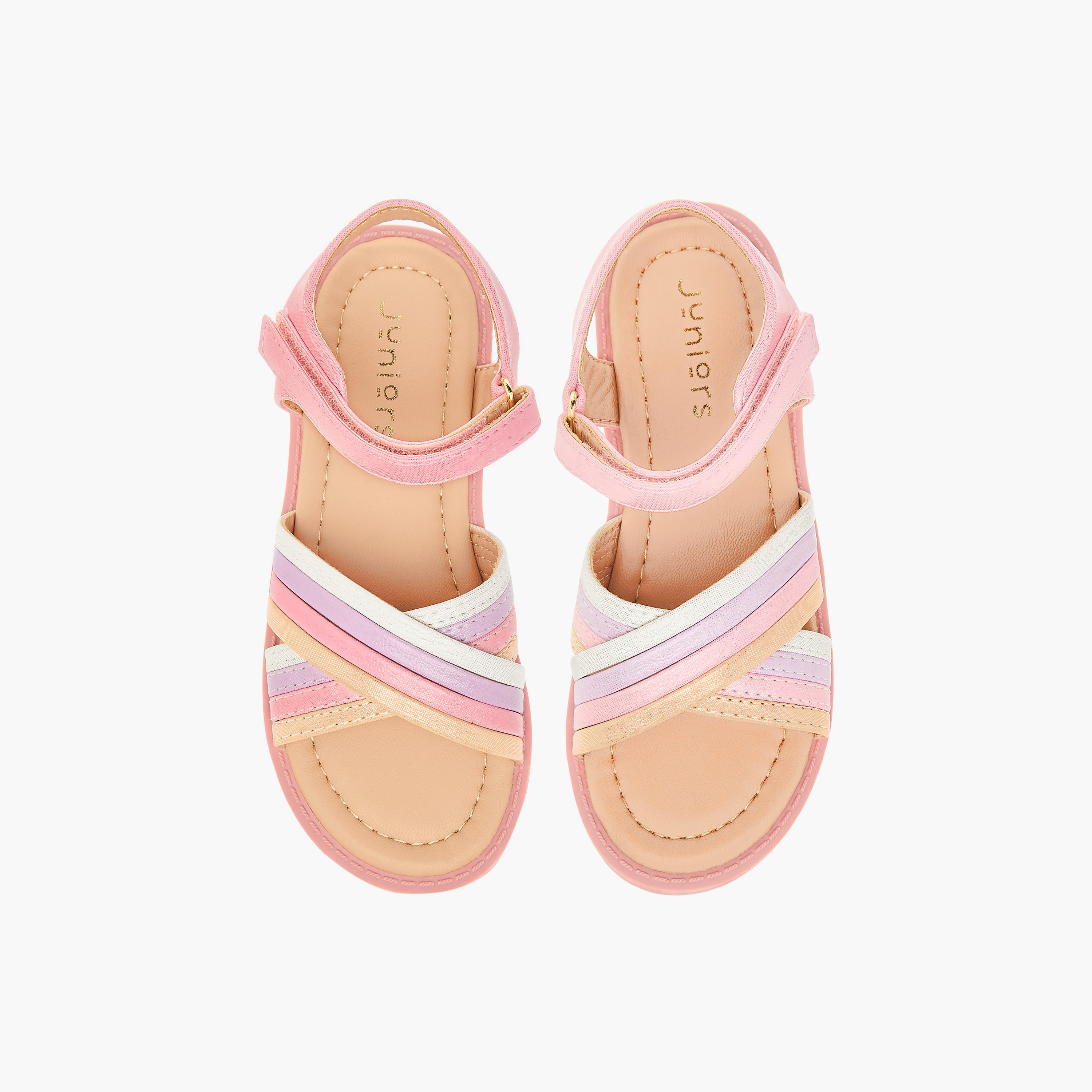 صندل بقوالب ملونّة وأحزمة متقاطعة وشريط إغلاق لاصق من جونيورز-girls-shoes-sandals-image-5