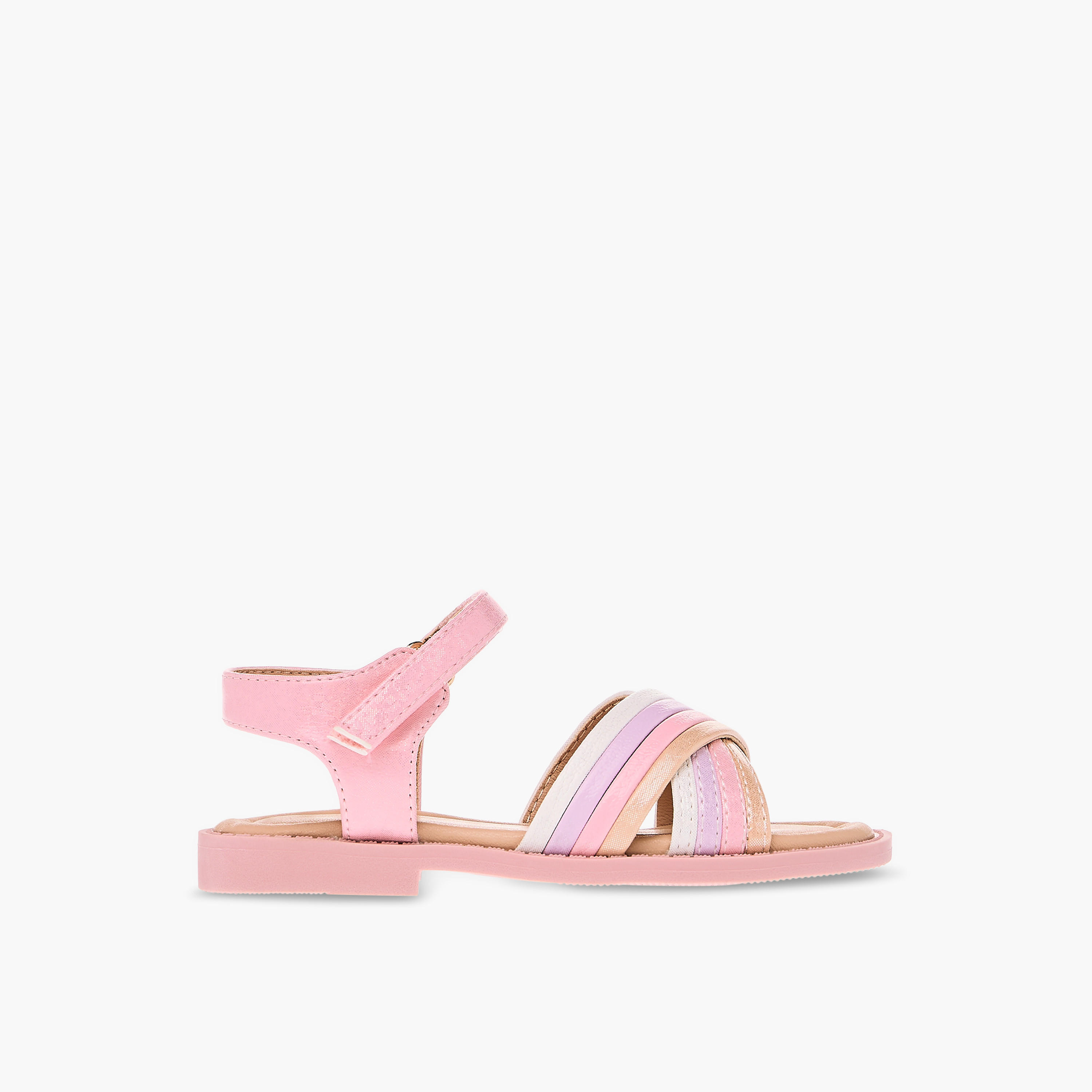 صندل بقوالب ملونّة وأحزمة متقاطعة وشريط إغلاق لاصق من جونيورز-girls-shoes-sandals-image-6