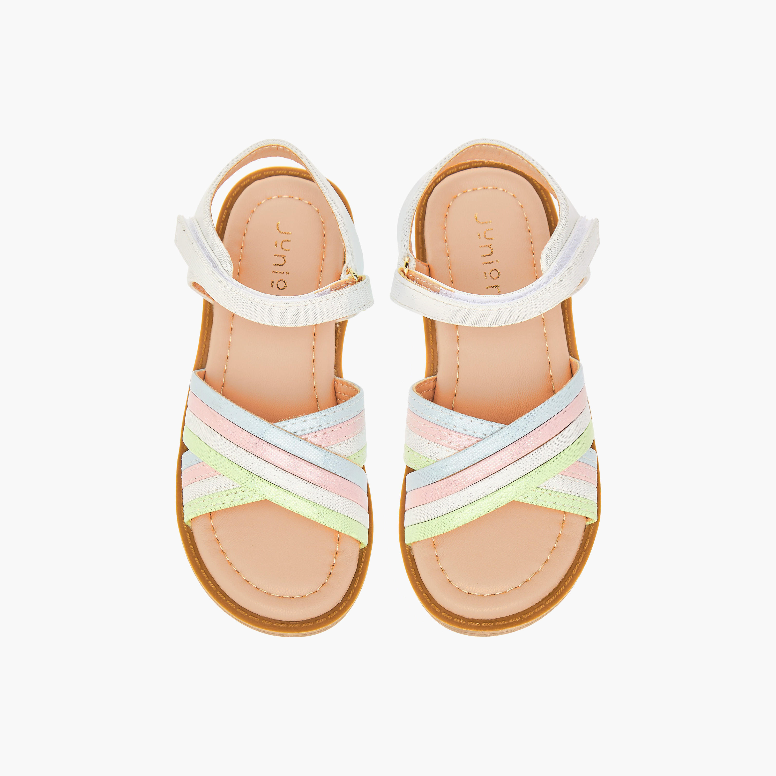 صندل بقوالب ملونّة وأحزمة متقاطعة وشريط إغلاق لاصق من جونيورز-girls-shoes-sandals-image-1