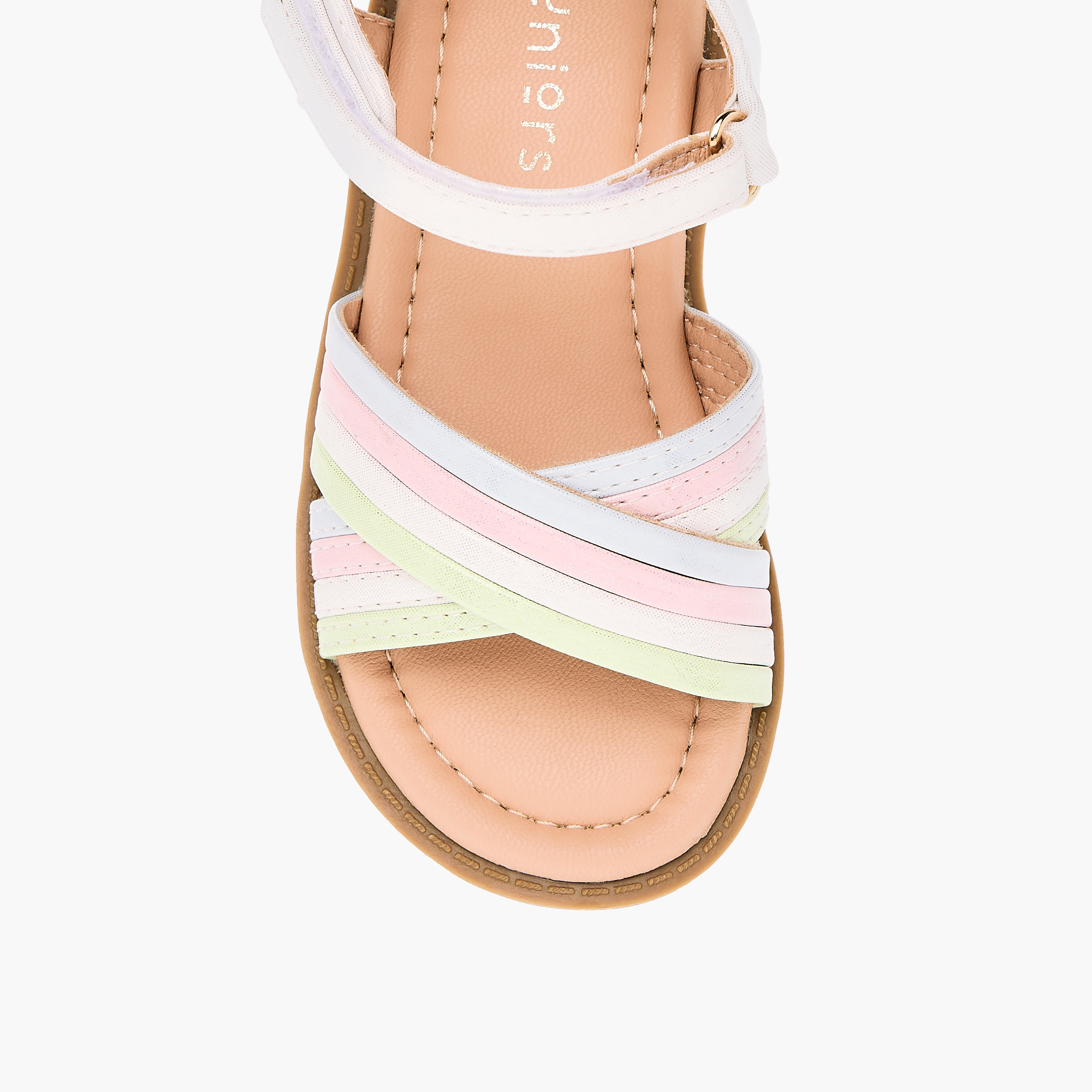 صندل بقوالب ملونّة وأحزمة متقاطعة وشريط إغلاق لاصق من جونيورز-girls-shoes-sandals-image-3