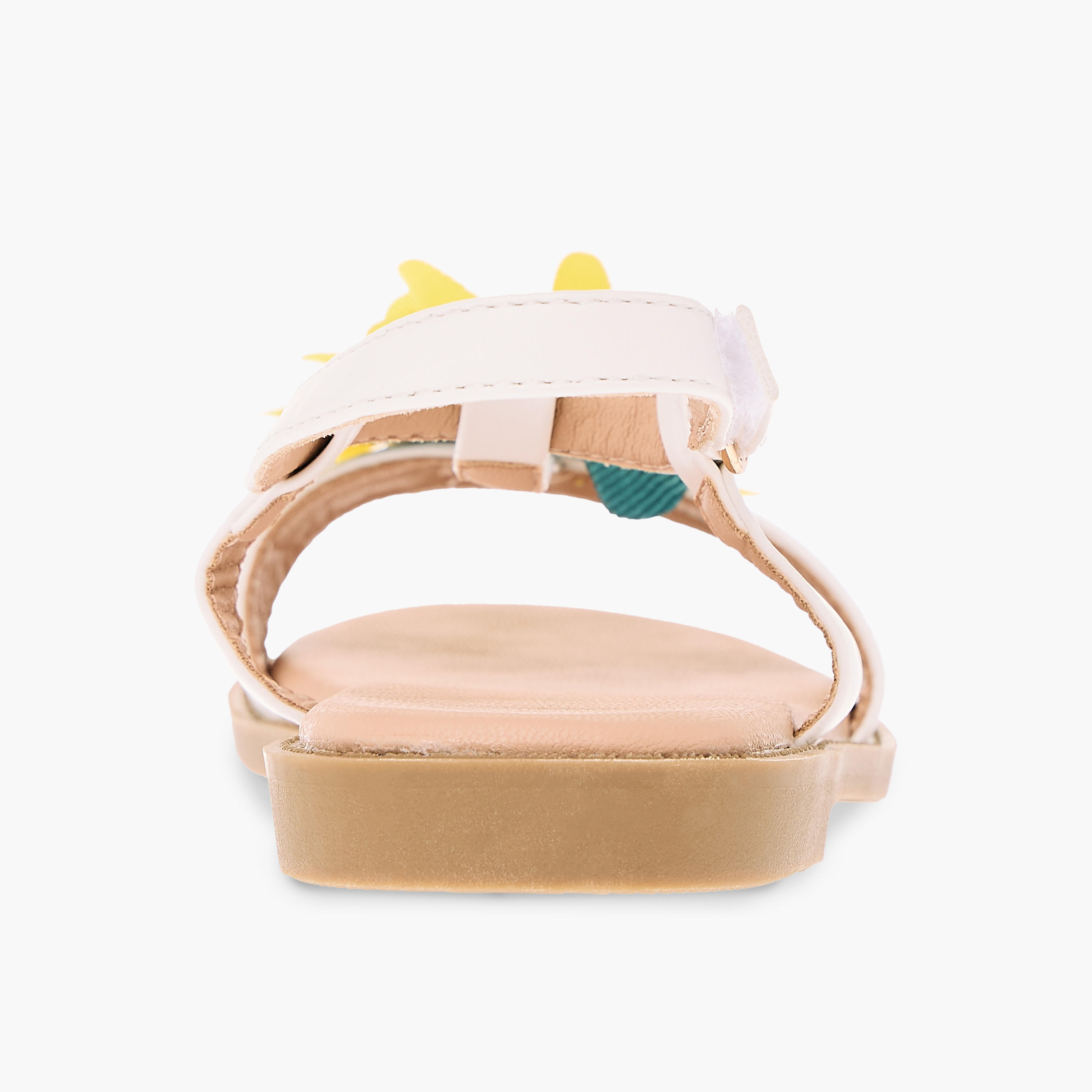 Juniors Flower Applique Sandals with Hook and Loop Closure-girls-shoes-sandals-image-4