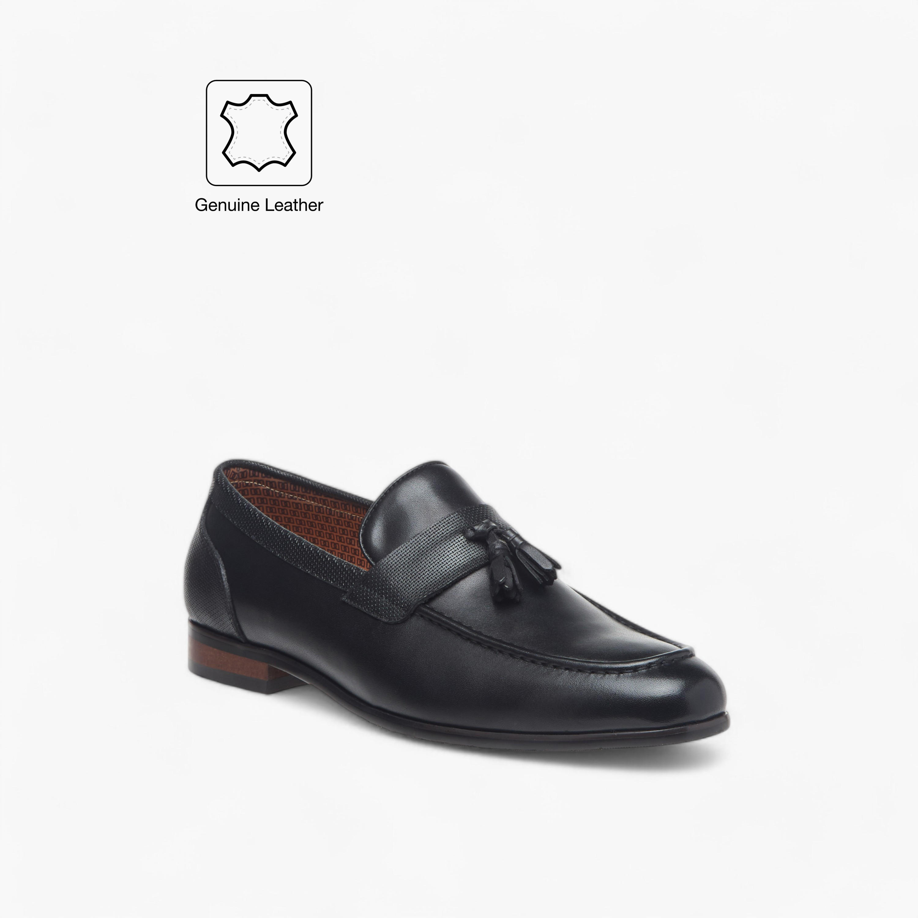 Duchini Men's Leather Slip-On Loafers with Tassel Detail -men-shoes-formalshoes-image-2