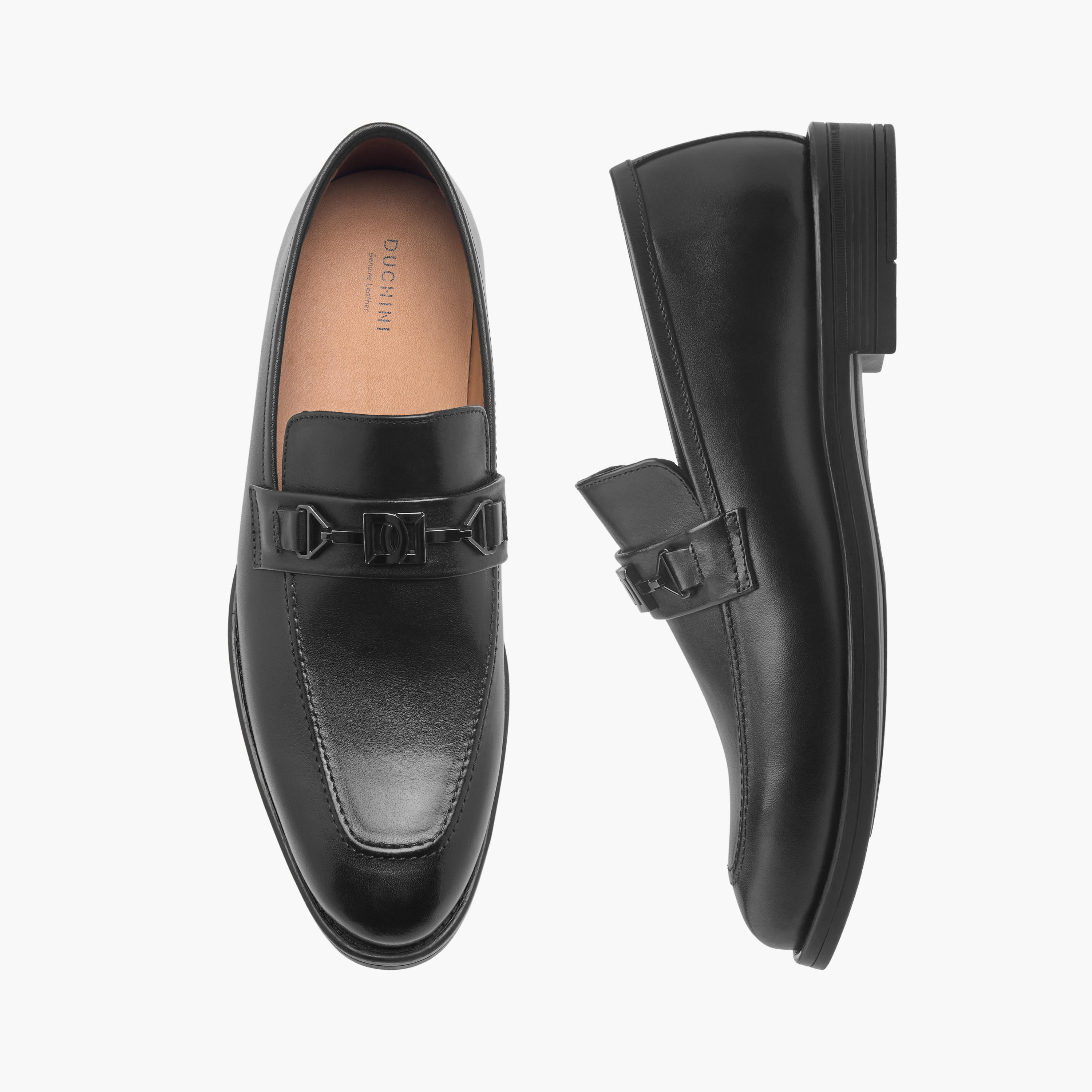 Duchini Men's Leather Buckle Detail Slip-On Shoes-men-shoes-formalshoes-image-1