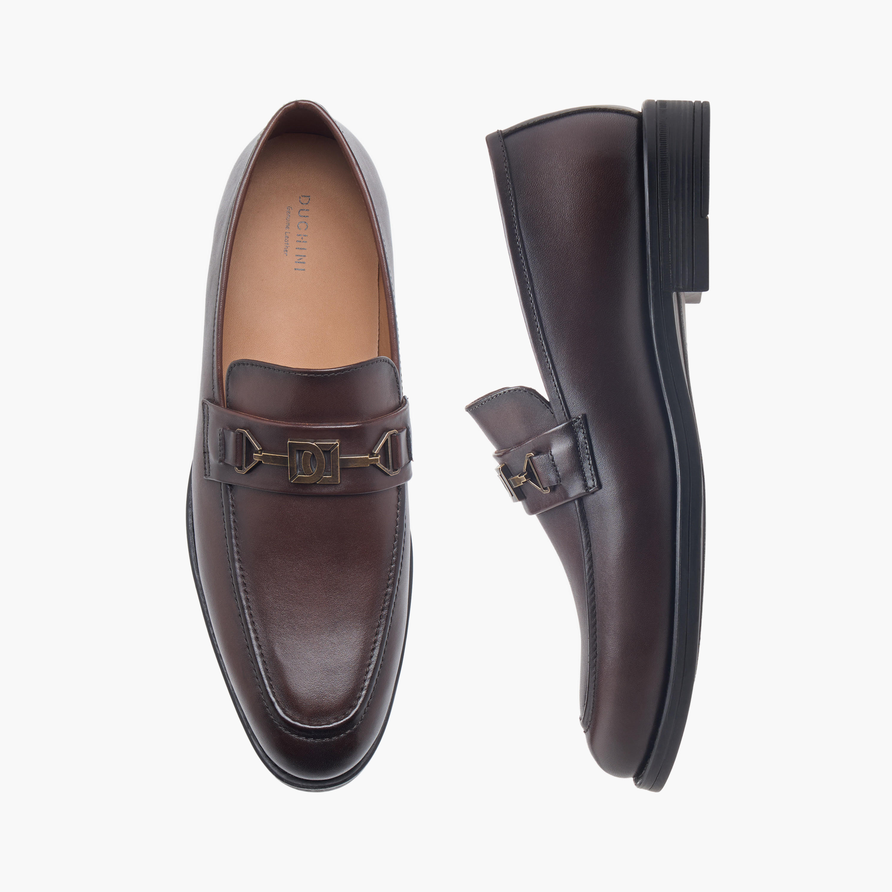 Duchini Men's Leather Buckle Detail Slip-On Shoes-men-shoes-formalshoes-image-1