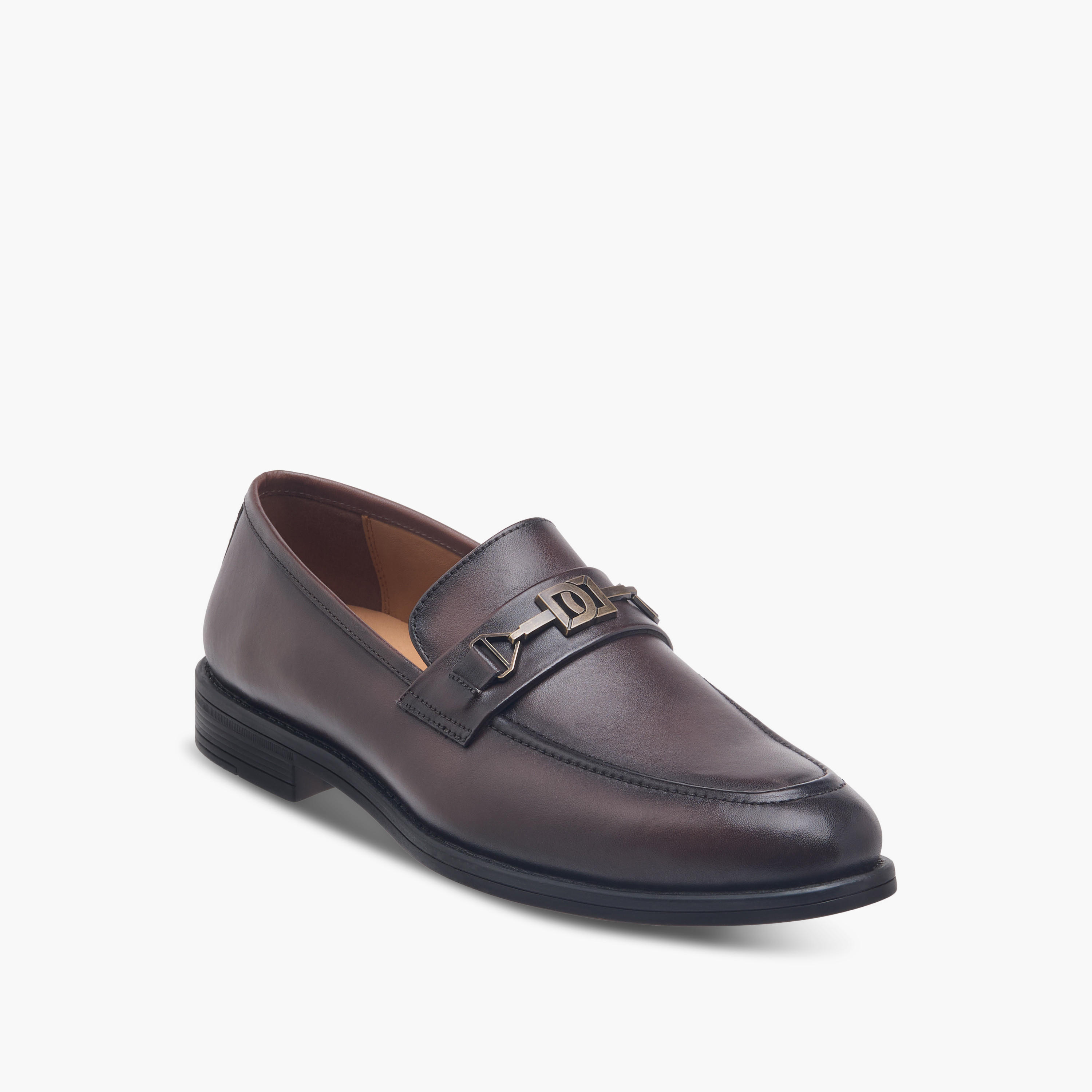 Duchini Men's Leather Buckle Detail Slip-On Shoes-men-shoes-formalshoes-image-2