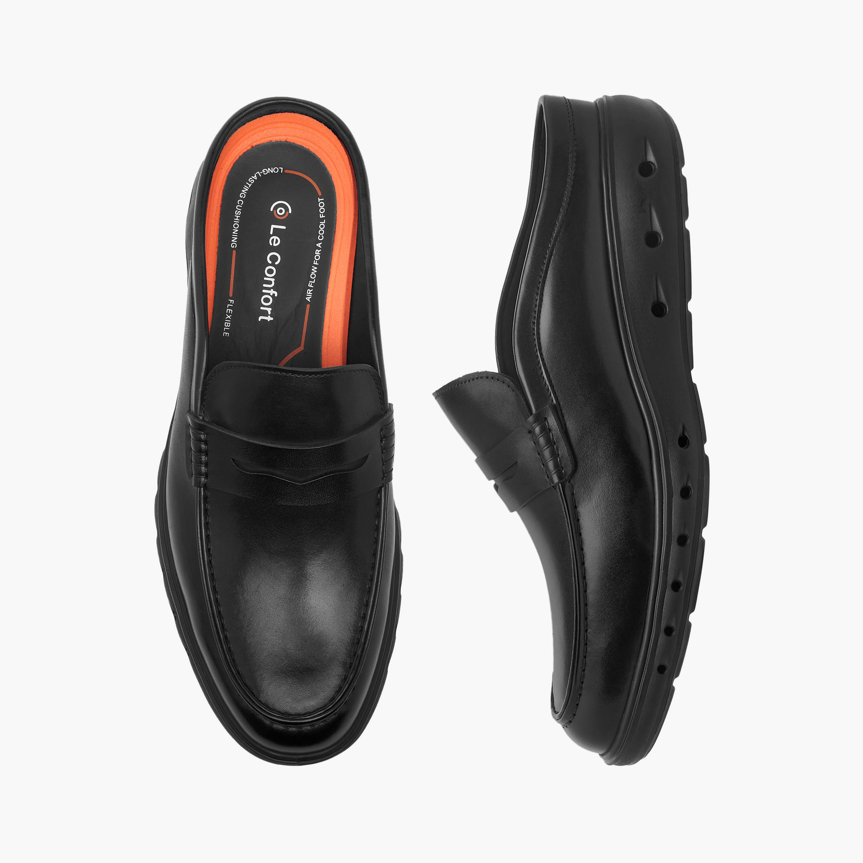 Le Confort Leather Slip-On Mules with Cutout Detail-men-shoes-loafersandmoccasins-image-1