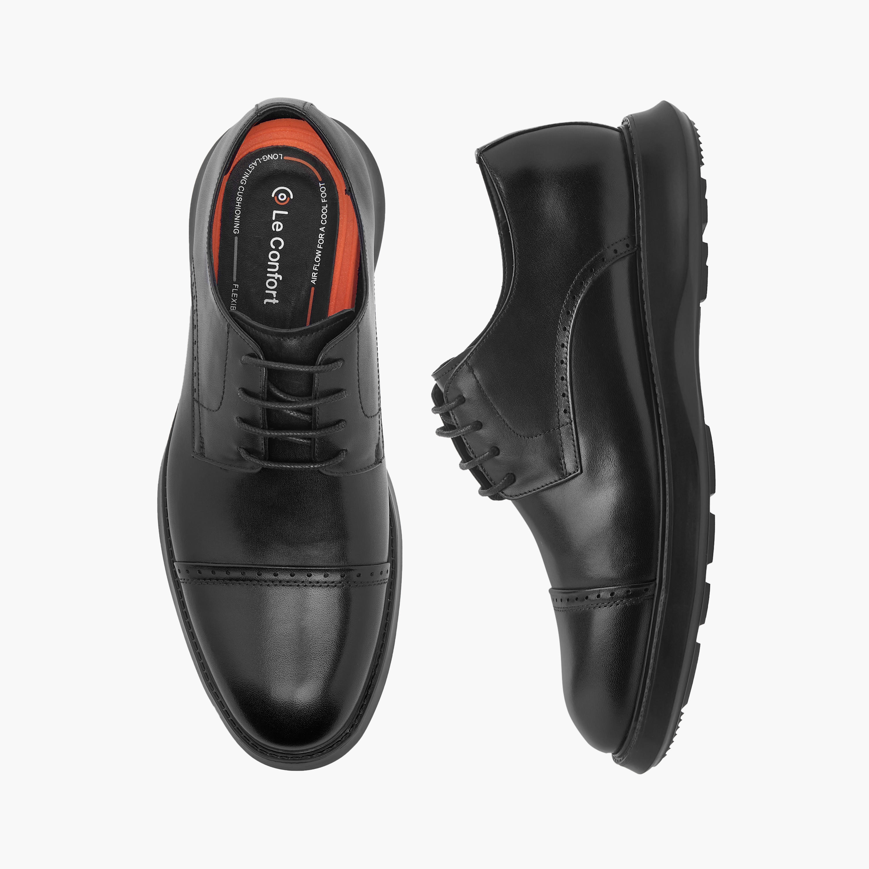 حذاء ديربي جلد مثقّب برباط من لو كونفورت-men-shoes-formalshoes-image-1