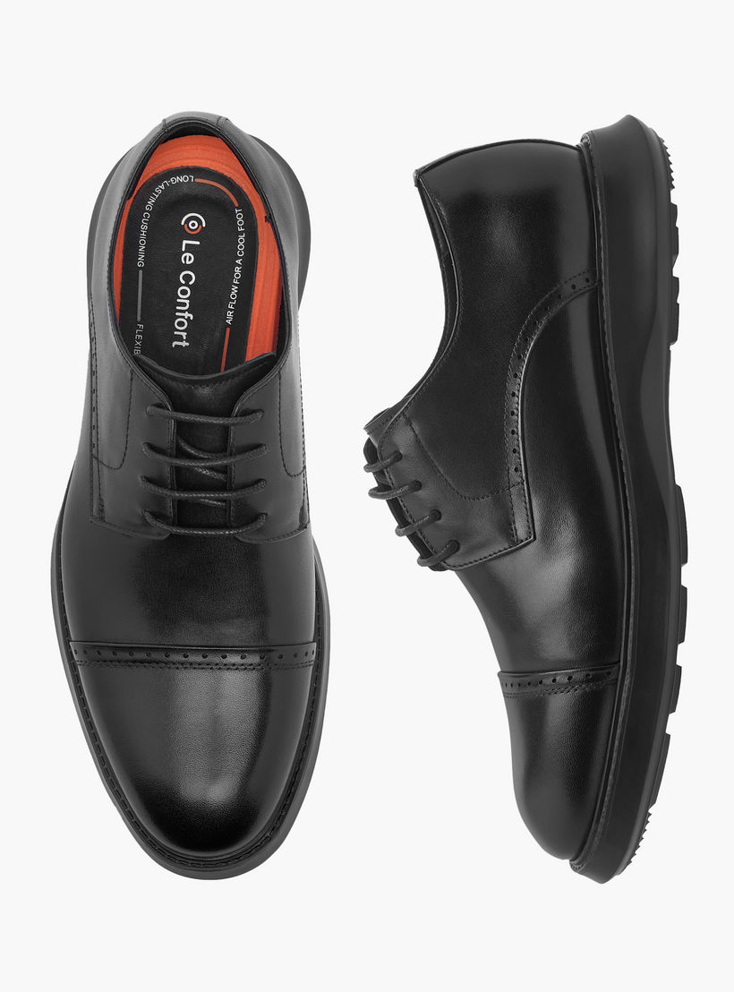 حذاء ديربي جلد مثقّب برباط من لو كونفورت-men-shoes-formalshoes-image-1