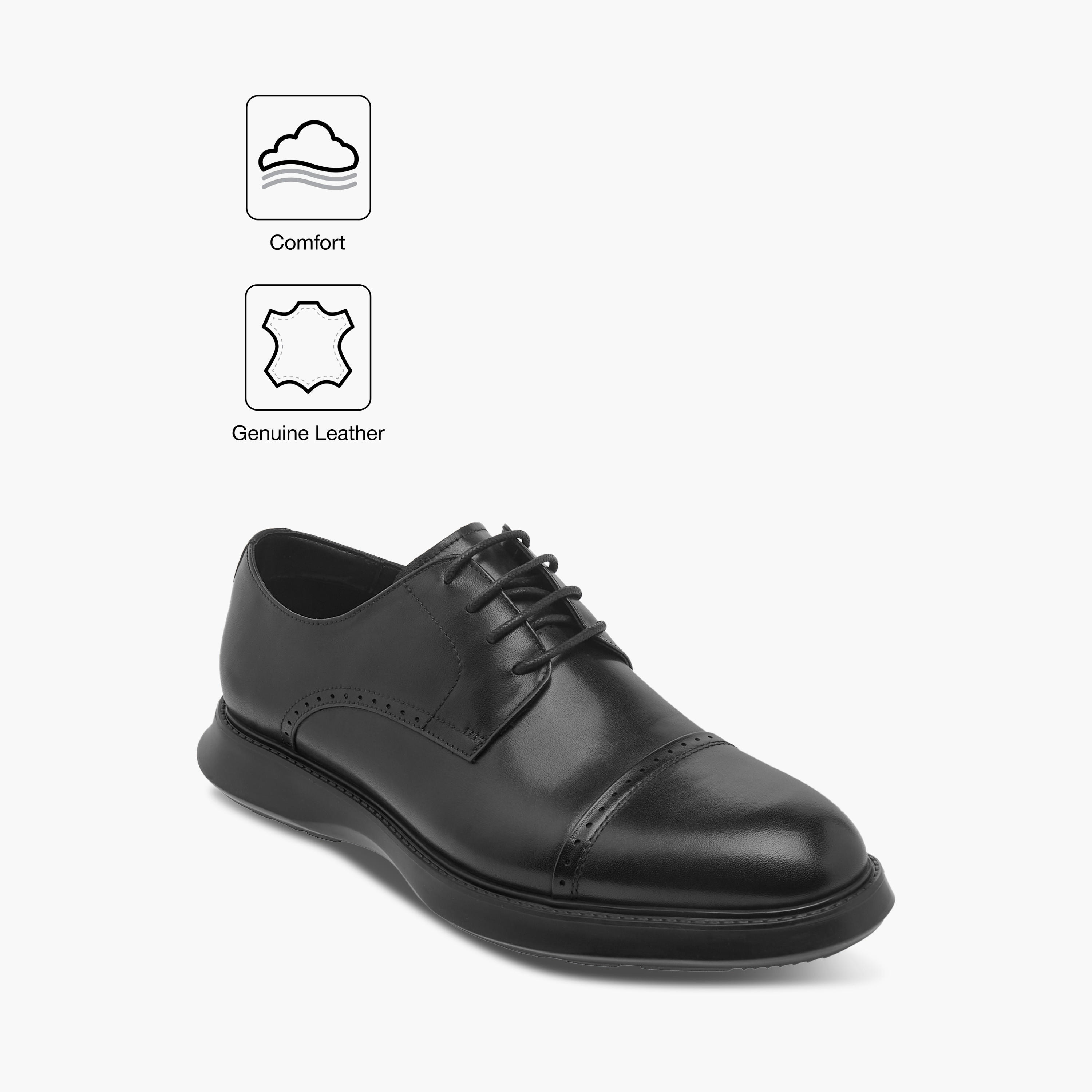 حذاء ديربي جلد مثقّب برباط من لو كونفورت-men-shoes-formalshoes-image-2