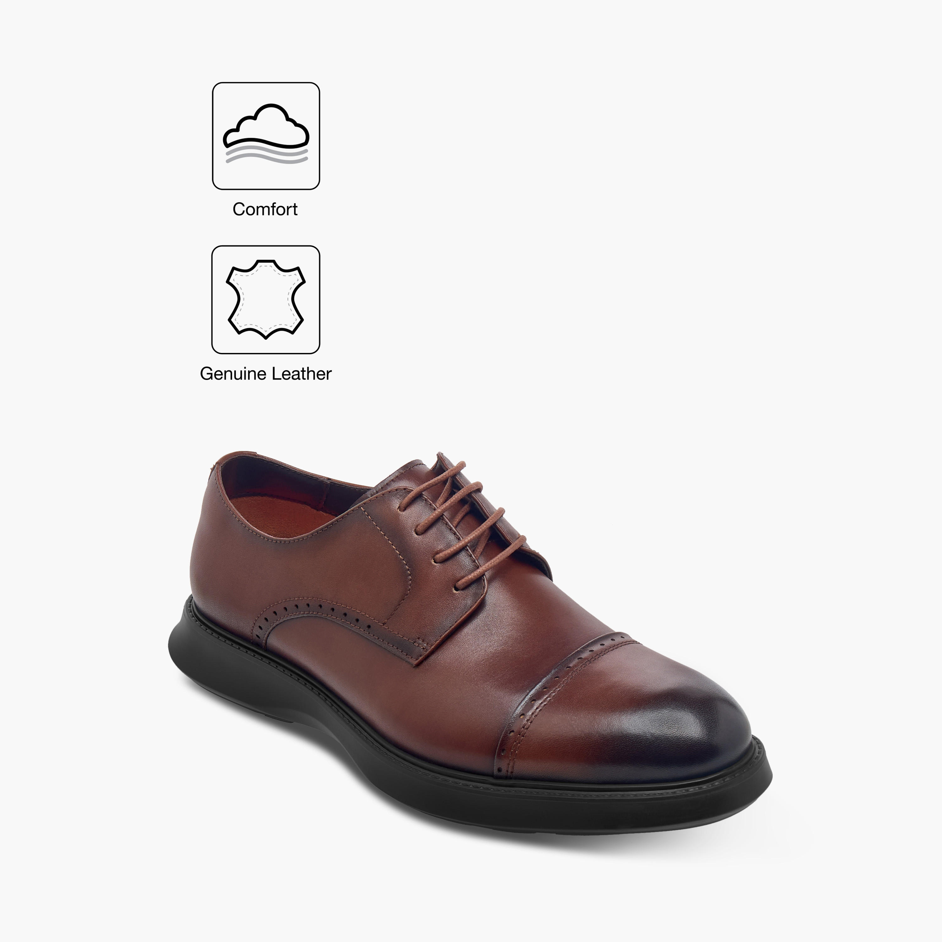 Le Confort Leather Perforated Lace-Up Derby Shoes -men-shoes-formalshoes-image-2