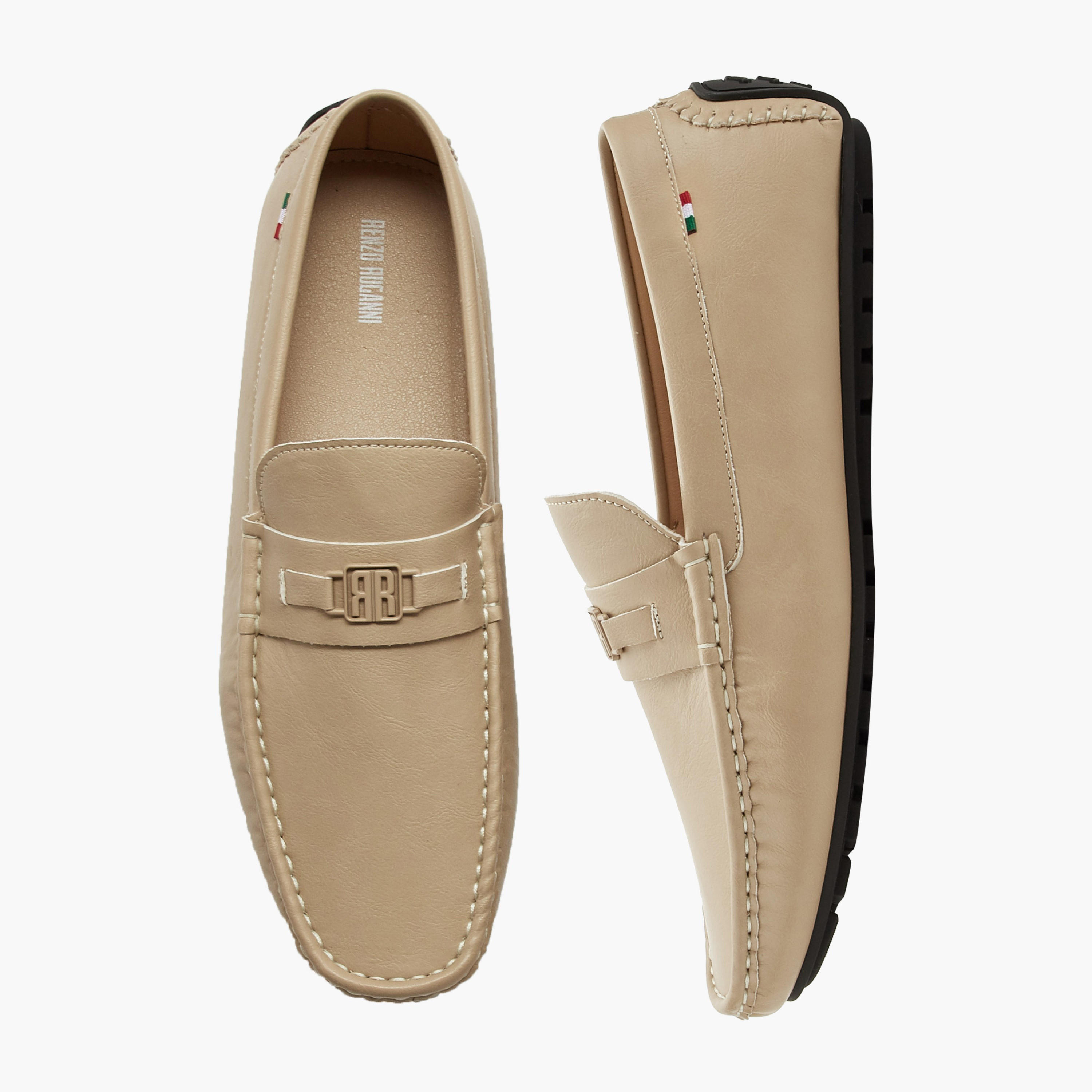 Renzo Ruganni Men Logo Accent Slip-On Moccasins-men-shoes-loafersandmoccasins-image-1